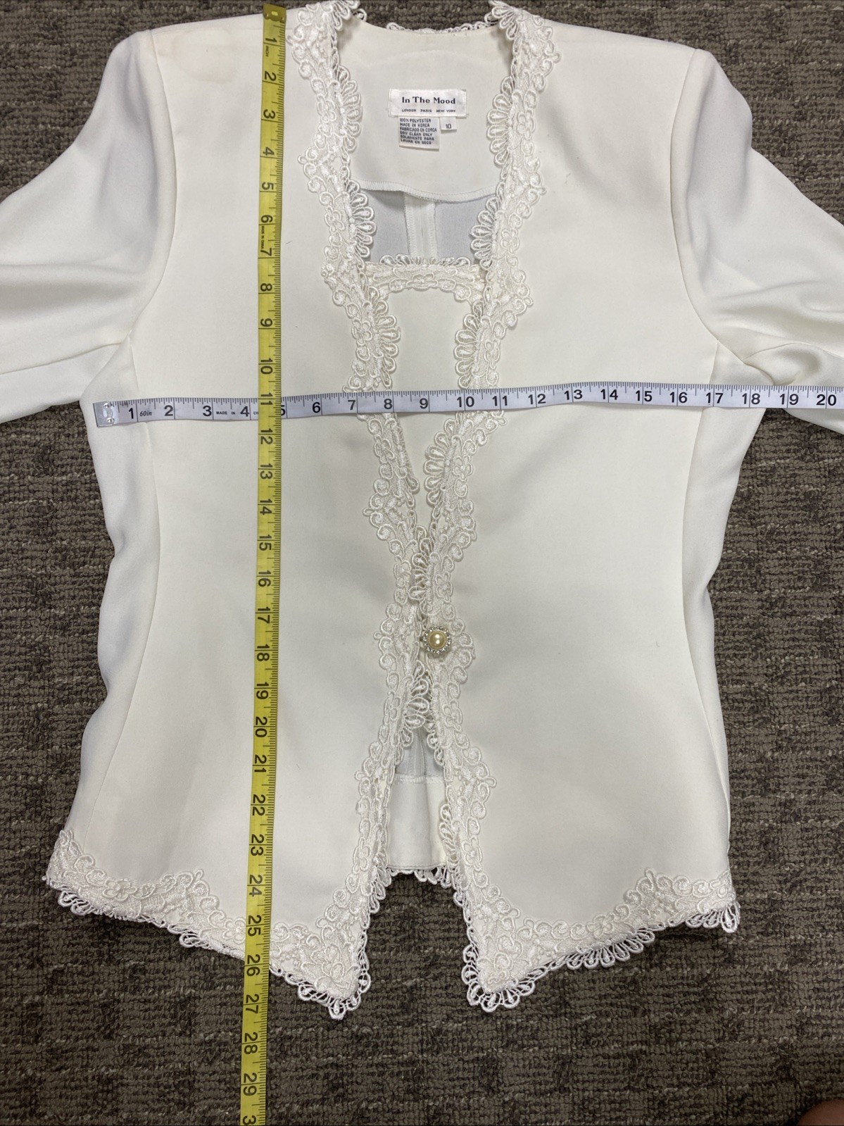 Vintage In The Mood Ivory Jacket And Skirt Suit Set Lace Detail Wedding Size