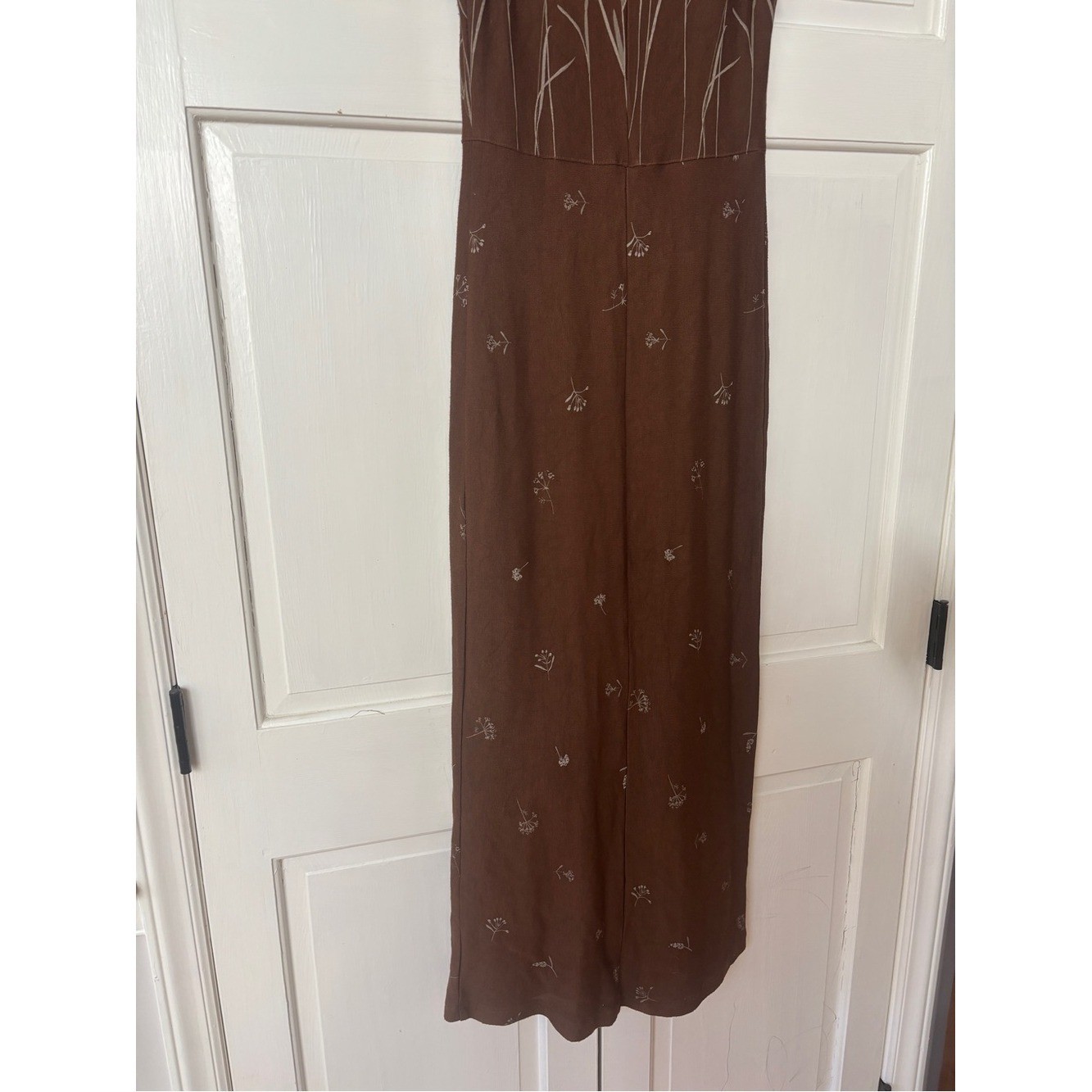 Vintage Potato Clothing Brown Maxi Dress Matchin Cardigan Cottagecore Size Small