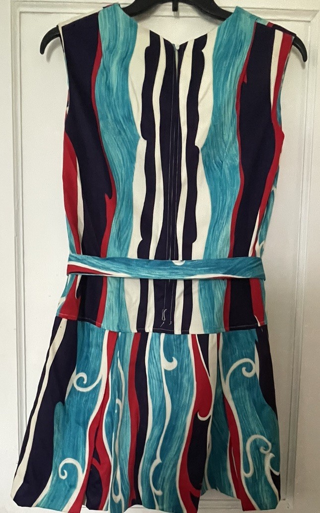 Vtg 60s 70s Psychedelic LIBERTY Circle Dress Hippie Colorful Size 18 M/L Belted