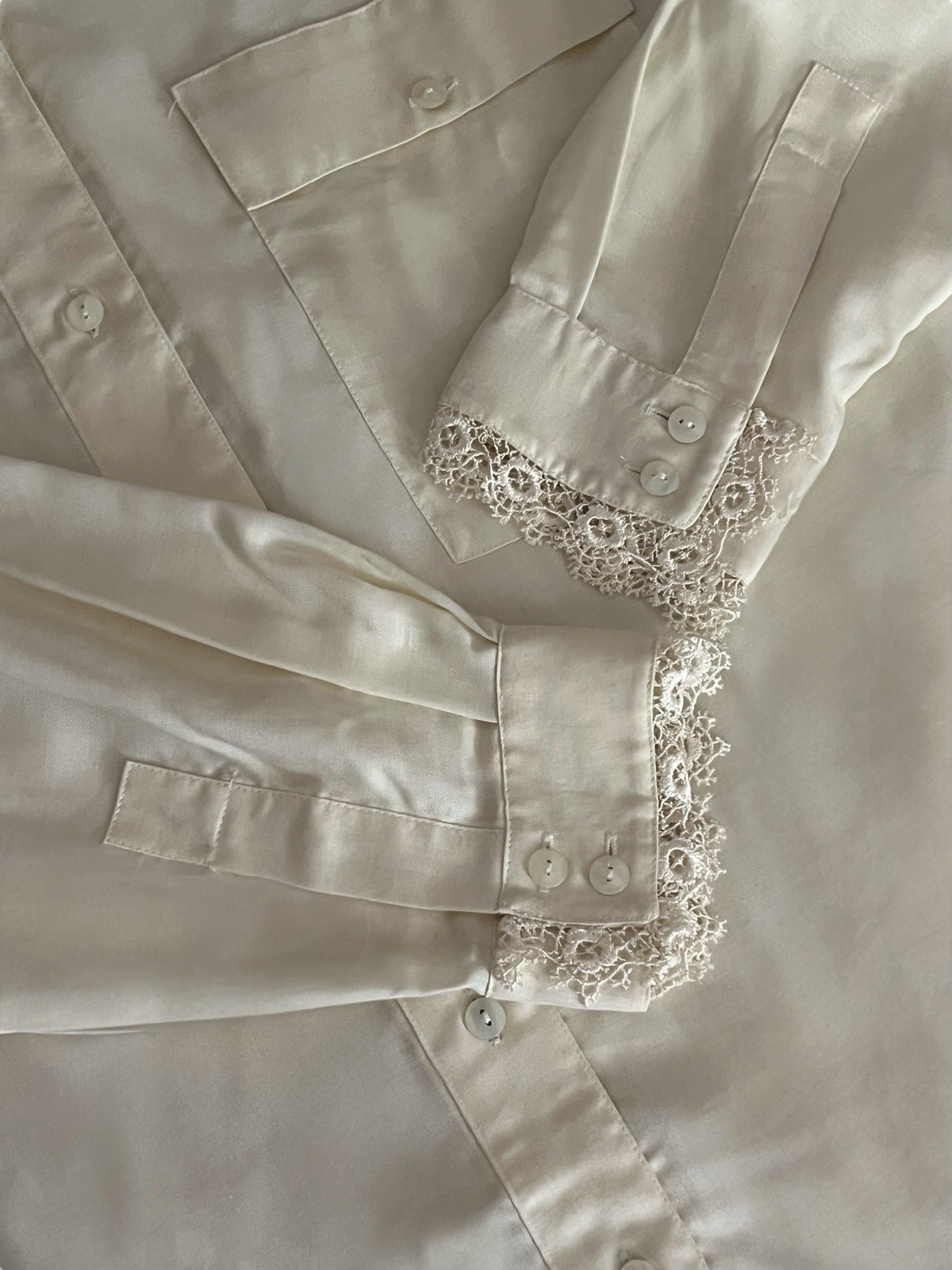 Josephine Woman 3X Long Sleeve Cream Blouse Crochet Lace Collar VTG ‘80’s NWT