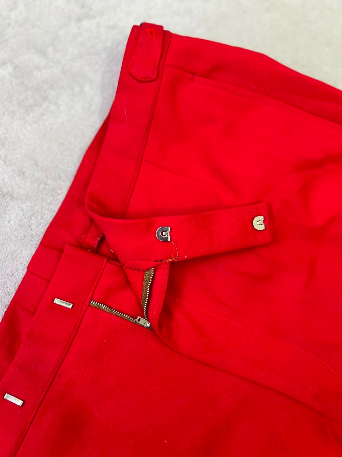 Vintage Alexander Shields 38 Red Polyester Flared Trousers 70s Bell Bottom Pants