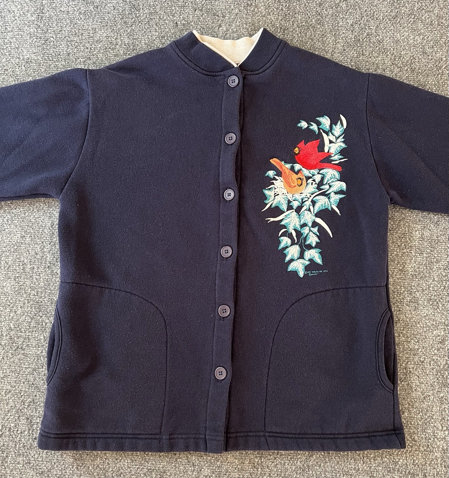 Door County VTG 90s Womens Cardigan Sweatshirt Sweater Blue Cardinals Grandma