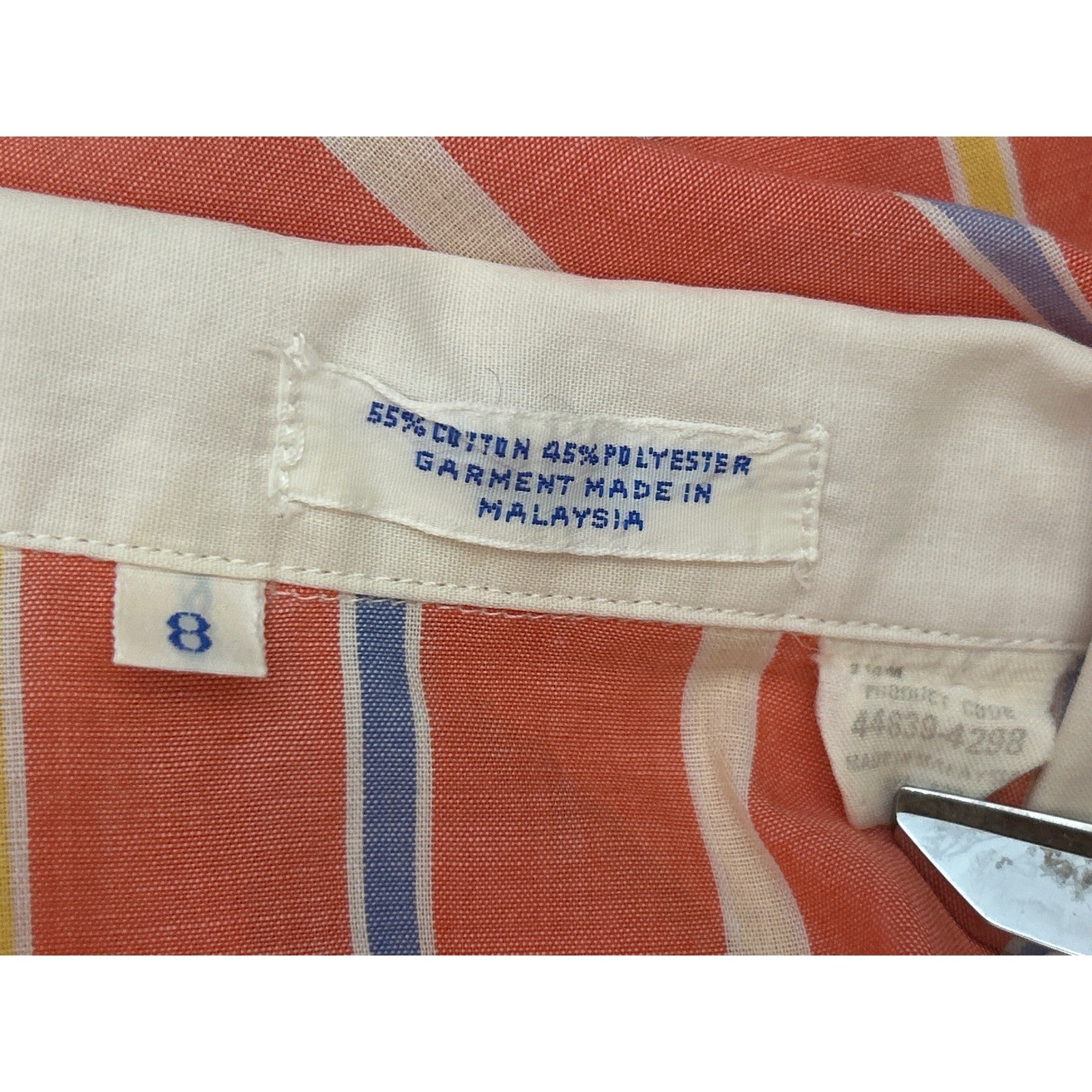 Vintage Stripe Blouse Retro Mod Preppy Peter Pan Collar Puff Sleeve Coastal Chic