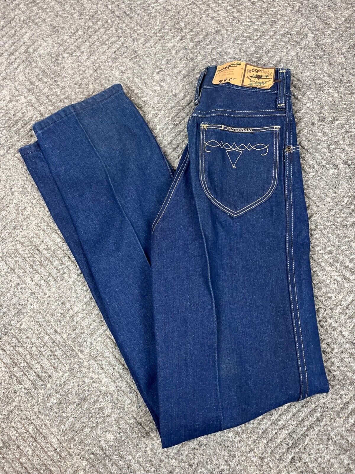 Vintage Sedgefield Preps Long Juniors Jeans 24×34 Blue Dark Wash Embroidered NOS