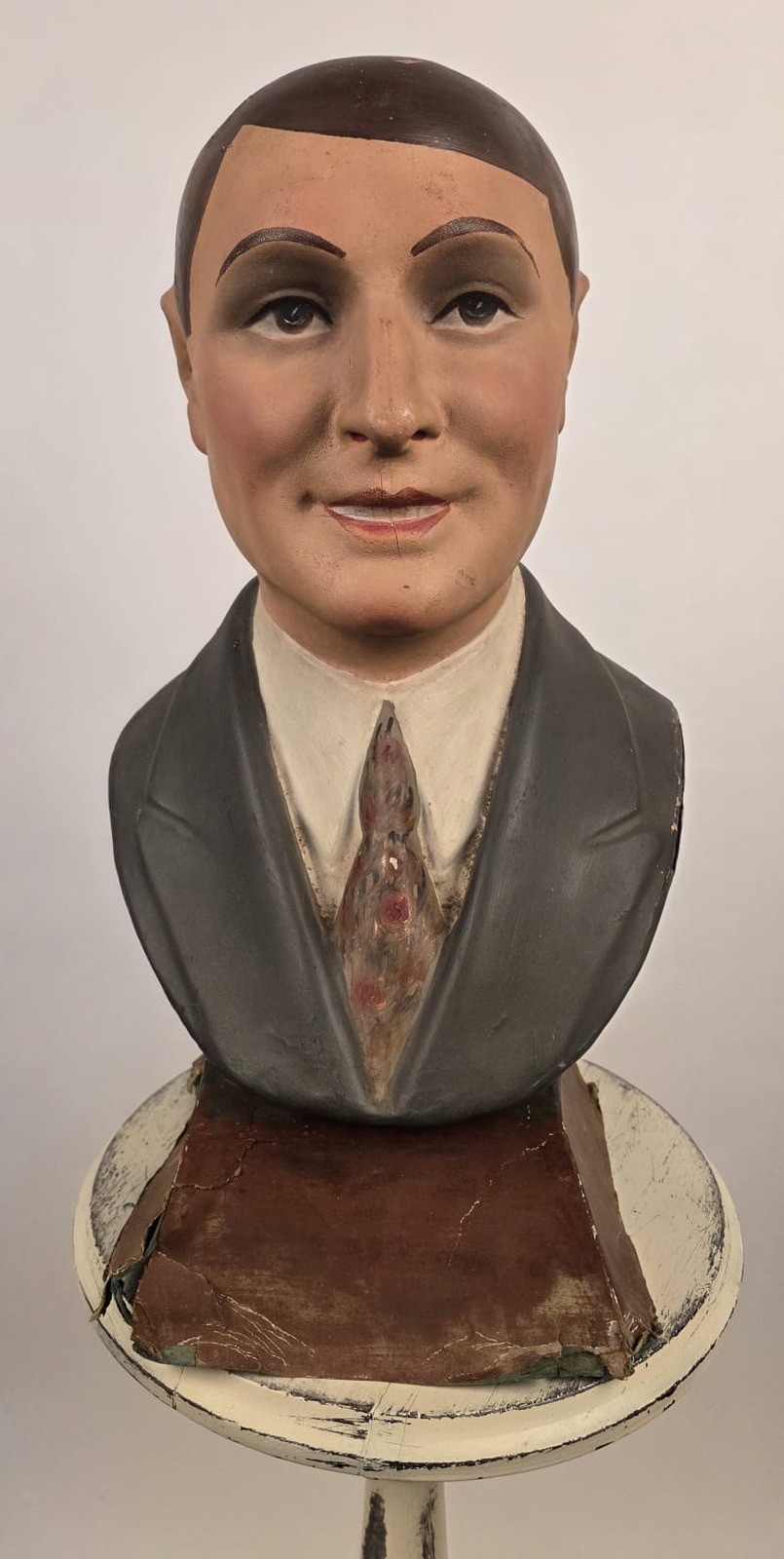 ANTIQUE 1920’S HAND PAINTED PAPER MACHE MALE MANNEQUIN HEAD STORE DISPLAY