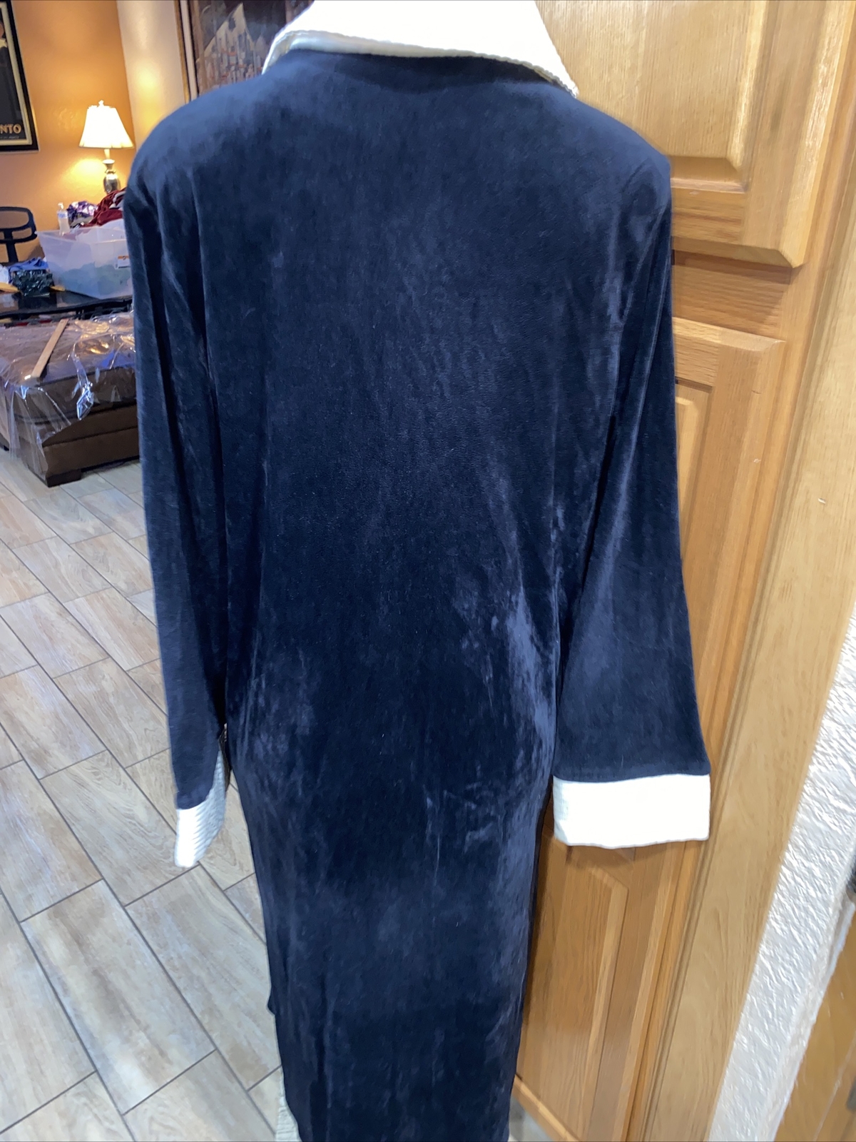 VTG Georgette Trabolsi BLOOMINGDALES BLACK Velvet ROBE Size S/M BRCN
