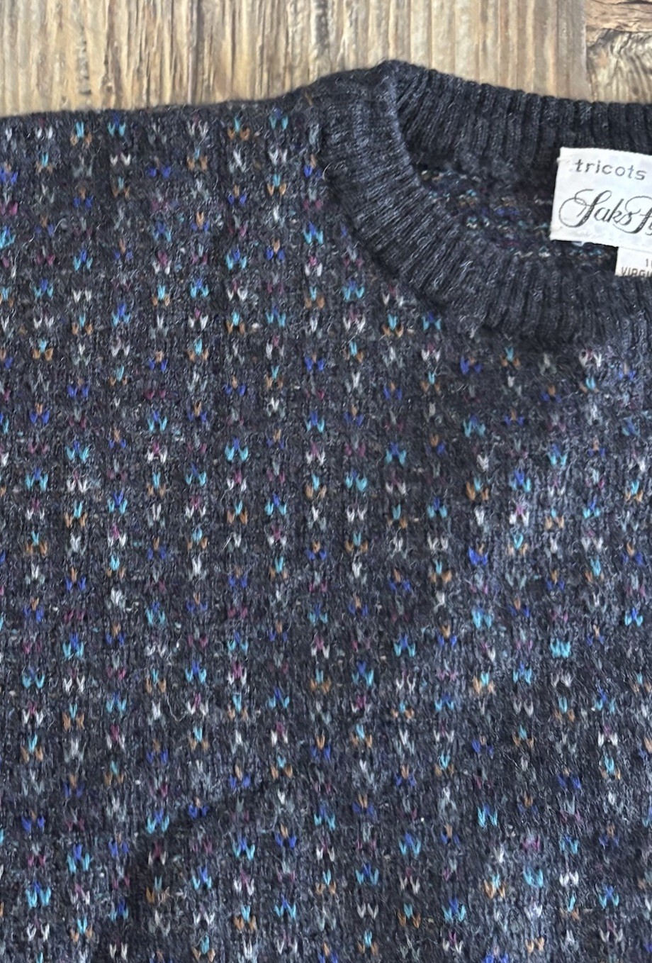 Vtg Tricots St Raphael For Saks Fifth Avenue 100% Wool Knit Sweater Womens M Blk