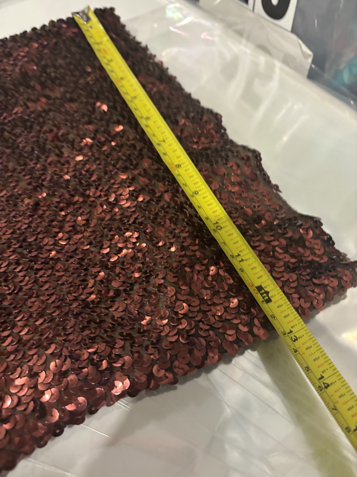 Vintage 1980s 90s Copper Brown Disco Sequin Tube Top Crop Top sz S USA Retro