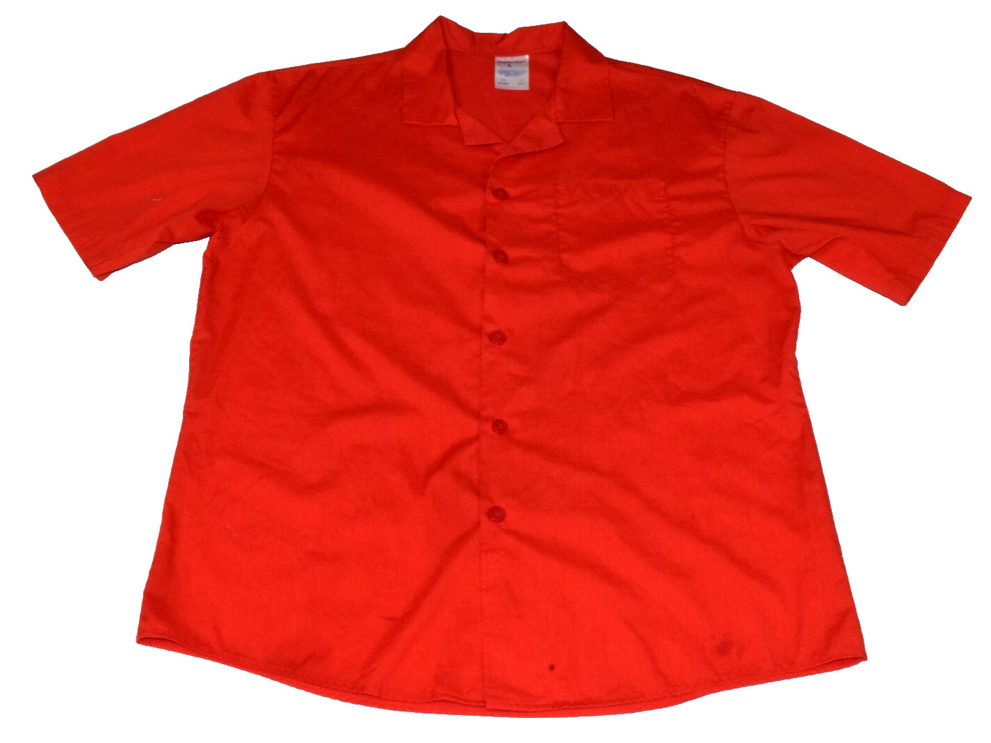 Vintage Work Shirt Fashion Seal Size L 70s Vibrant Red Collared Button Made USA