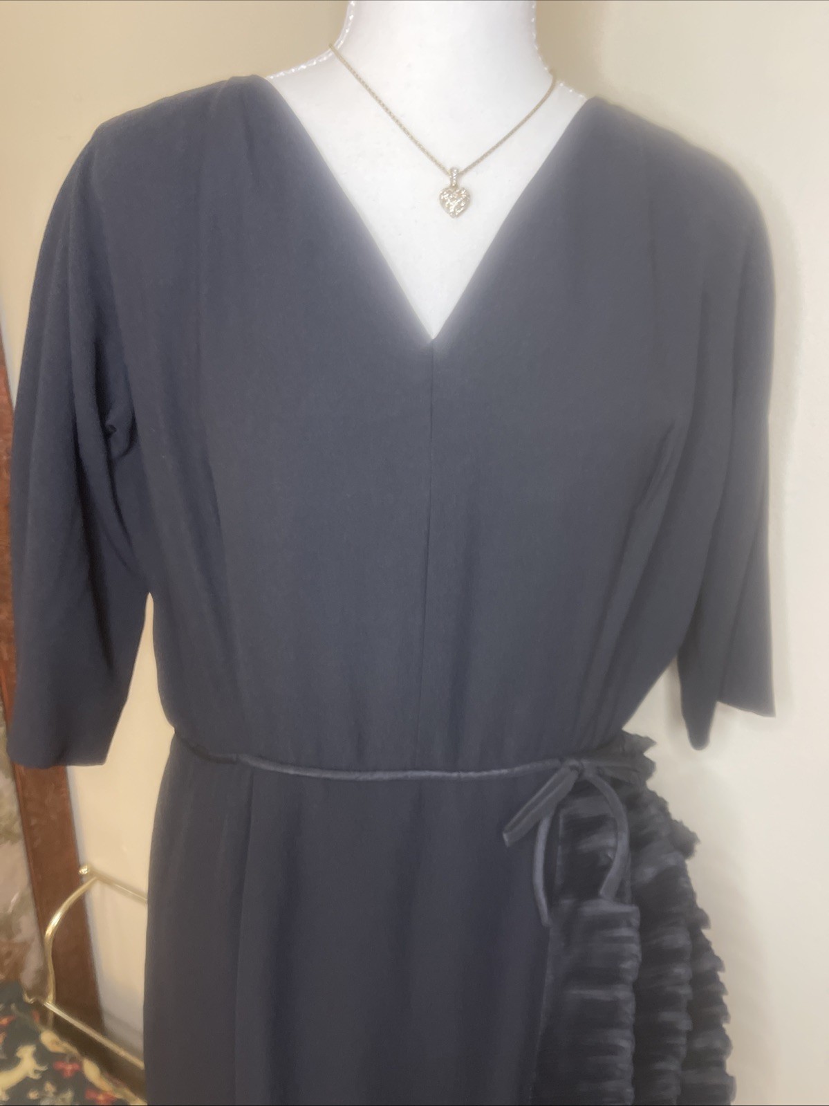 Vintage The Crescent Spokane Black Ruffle Cocktail Dress ILGWU Union Made