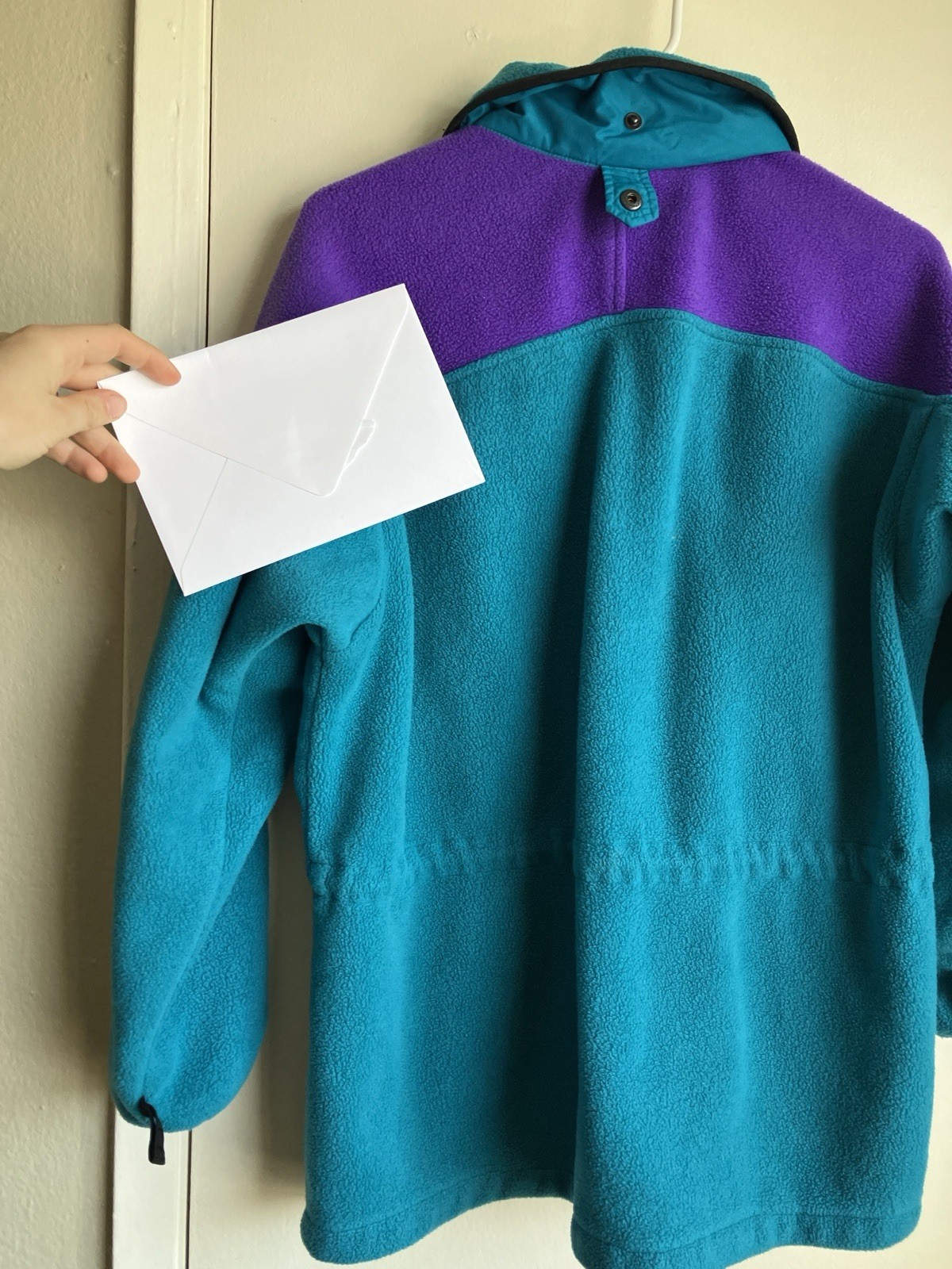 Columbia Sportswear Vintage Colorblock Fleece Jacket Teal Purple Womens 23” PTP