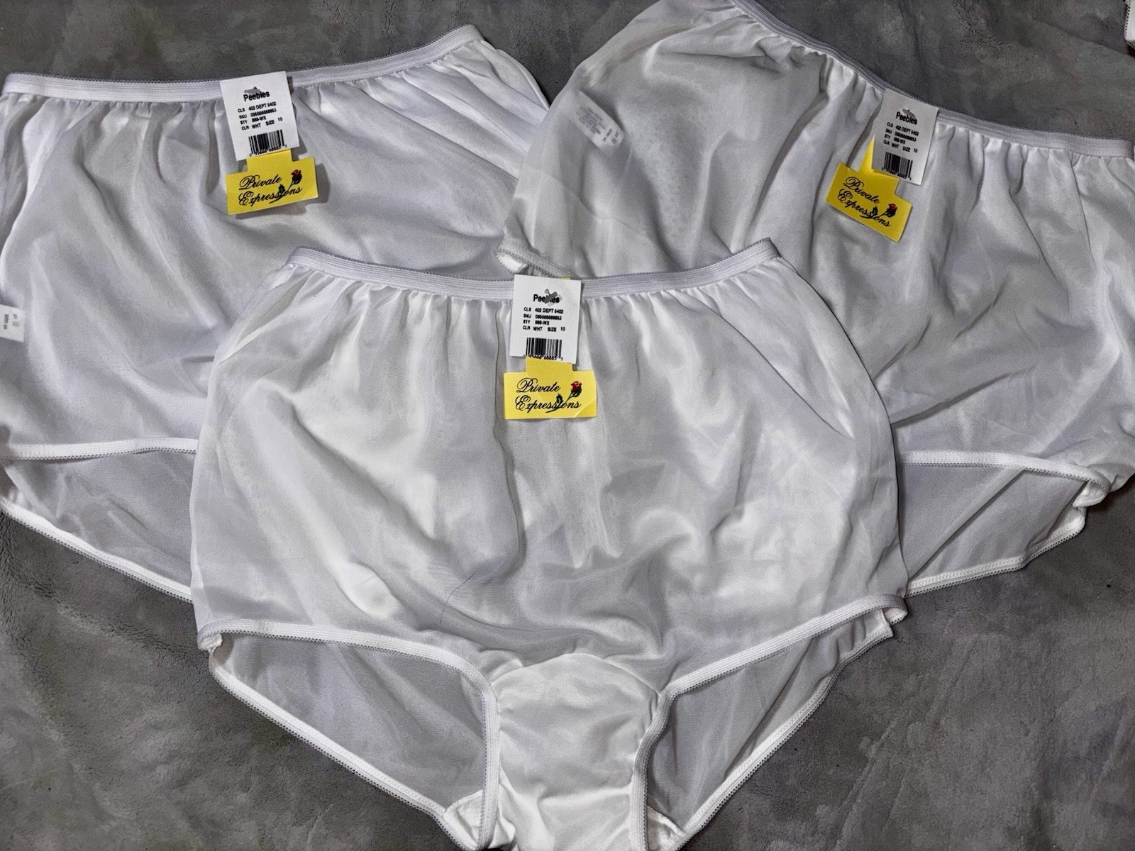 Vintage Bundle Lot Of 3 Nylon Granny Panties Briefs Pillow Tab Plus 3X 3XL New