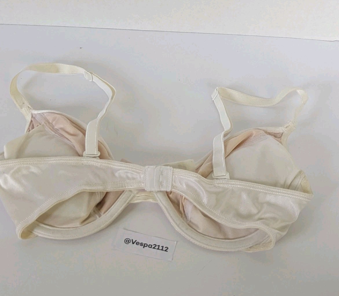 Vintage Victorias Secret Second Skin Satin Bra Miracle White Bow 34C 2002
