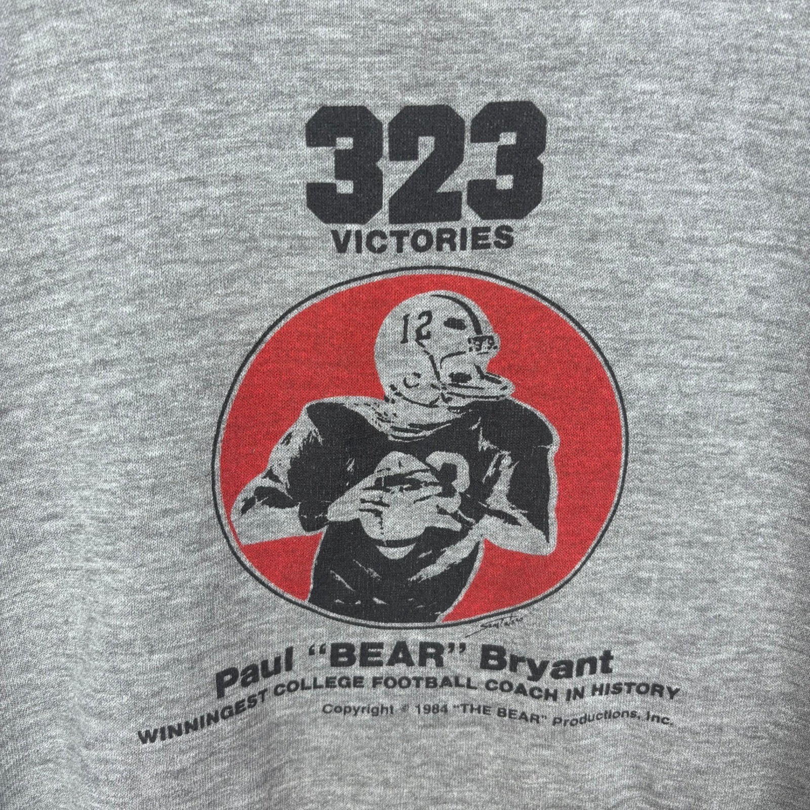 Vtg 80s Bear Bryant Sweatshirt Small 34-36 Cropped Cut Off Sleeves 1984 Alabama