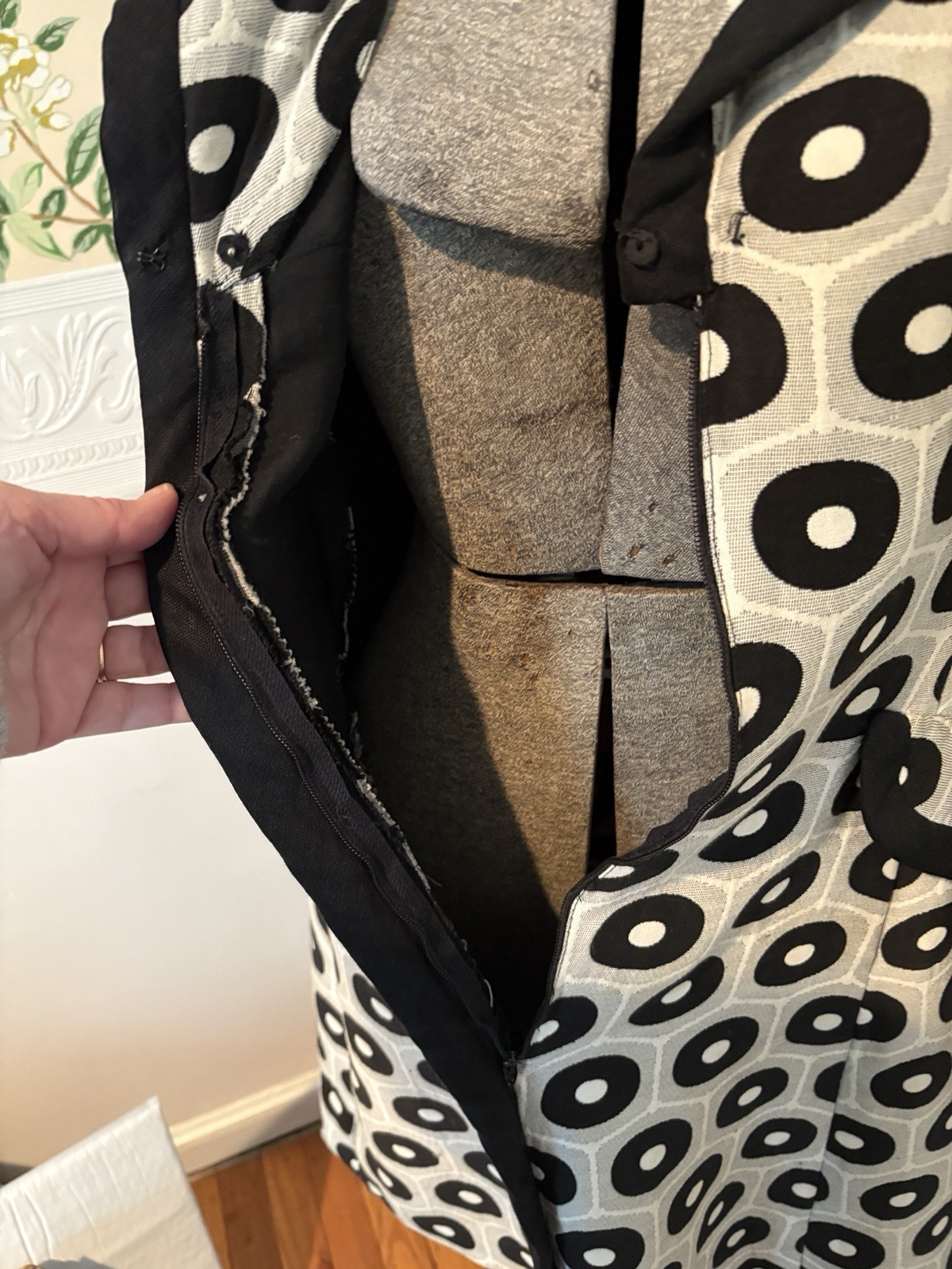Vintage Ole Borden Rembrandt Black White Pop MCM Fit Flare Dress 60’s M L Polka