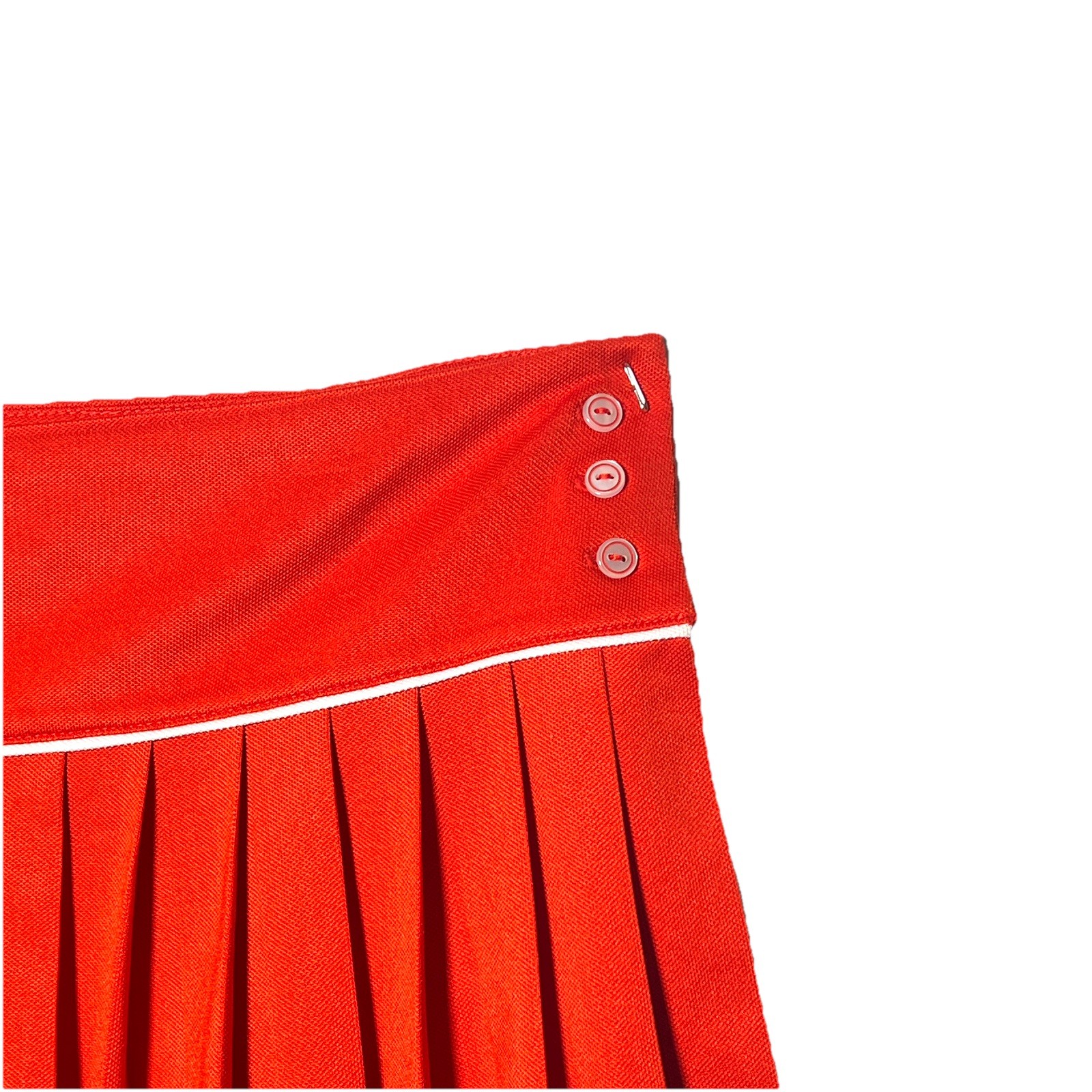 Lacoste Vintage Orange Pleated Mini Skirt Golf Tennis White Mesh Sporty Preppy