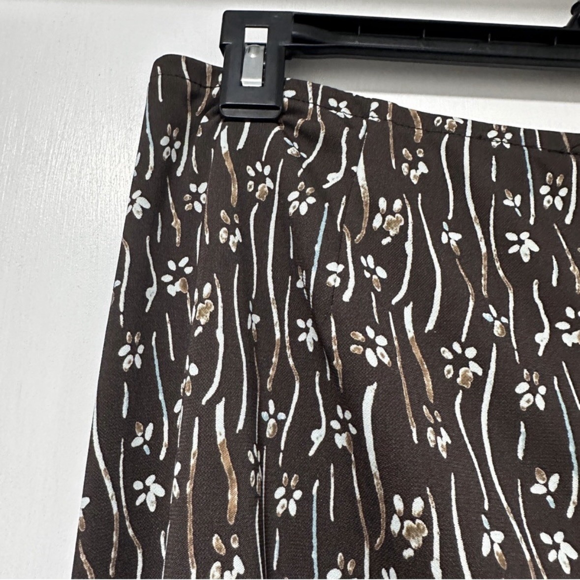 Vintage 90s Axcess Chocolate Brown Floral Midi Skirt Women’s Size Medium Boho
