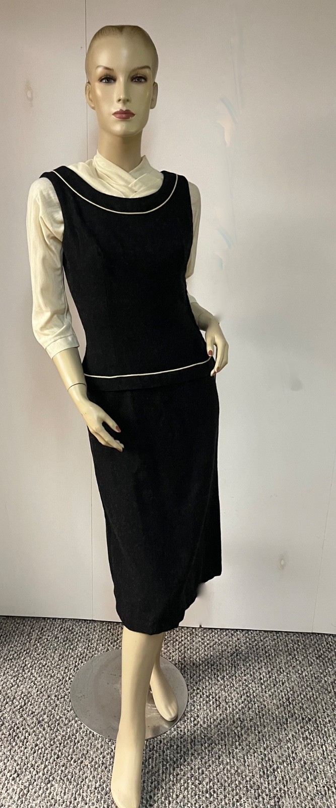 Vintage 1940s 1950s 2 PC David/Carole King Wool/Acrilan Dress Ensemble Bust 34