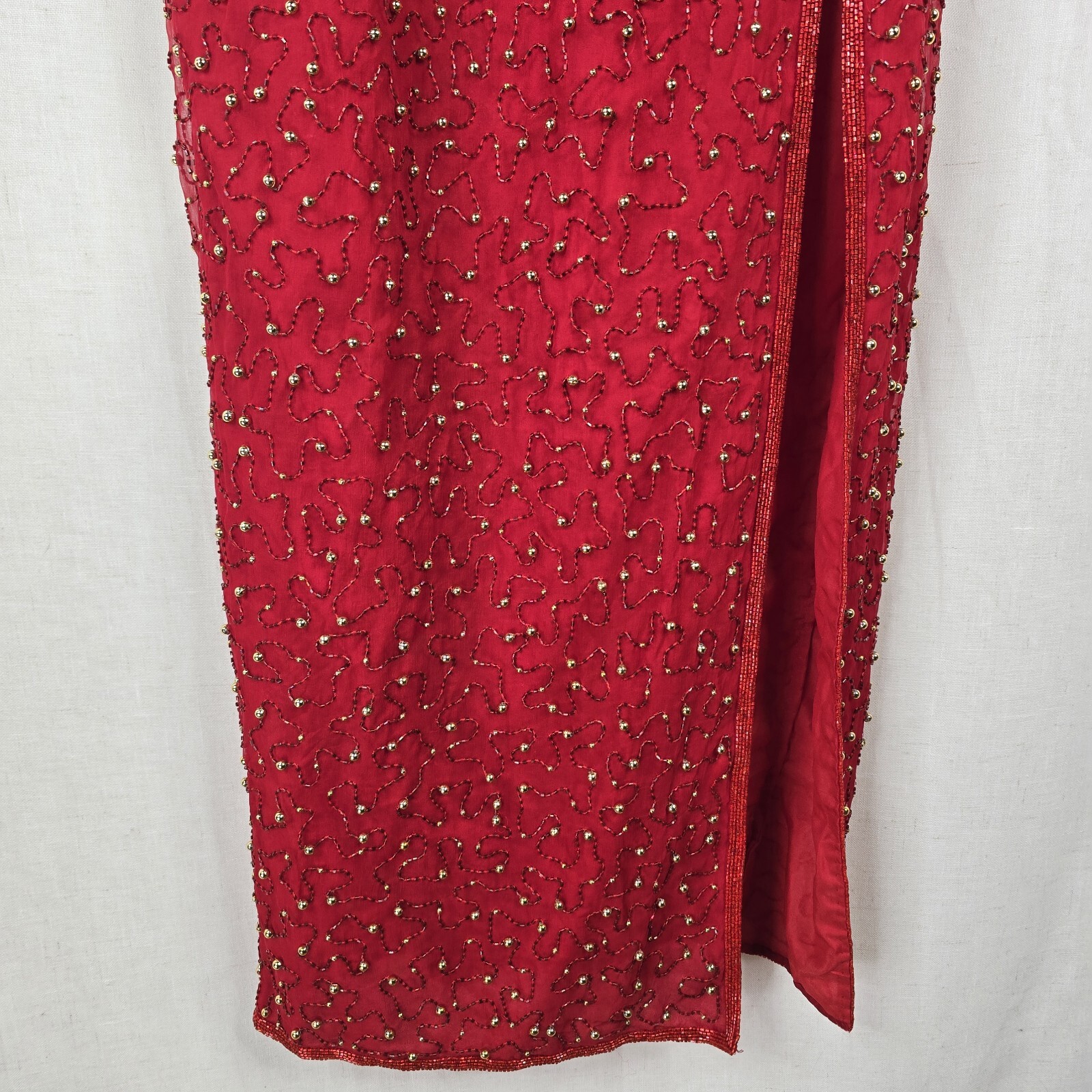 Vintage Scala Y2k Womens Medium 6 Red Beaded Silk Jessica Rabbit Dress
