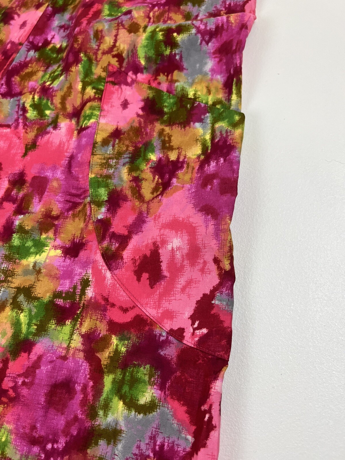 Vtg 60s Meena of California Mod Pink Floral Sleeveless Maxi Dress MCM See Notes