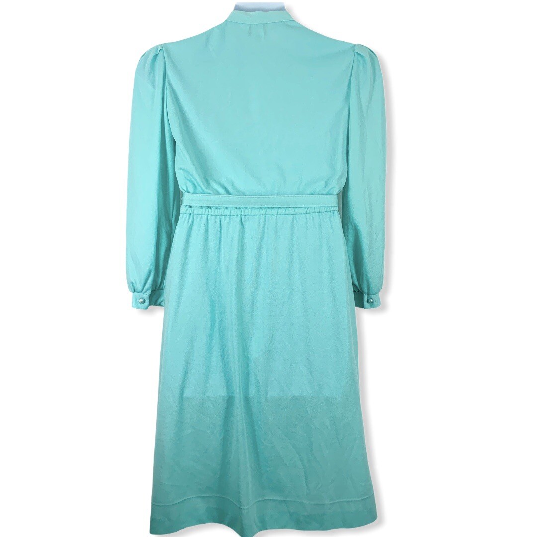 Vintage Dress 10P The Shirtdress Pleated Shoulders Button Top Belted Mint
