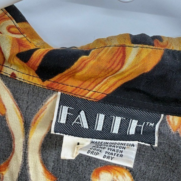 Vintage faith leopard all over print beaded button up blouse large