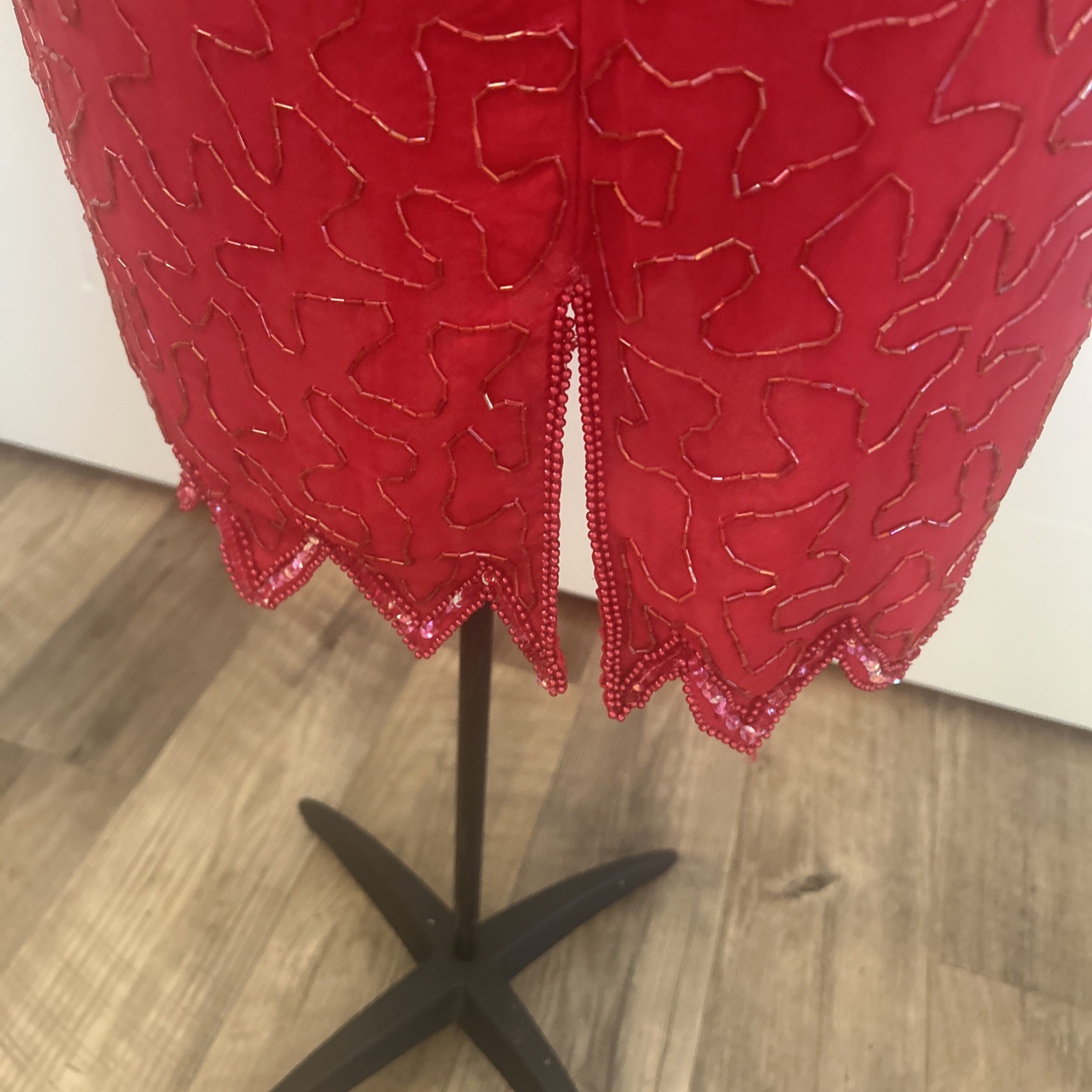 Vintage 1980’s Laurence Kazar New York Beaded Sequined Red Dress Size M