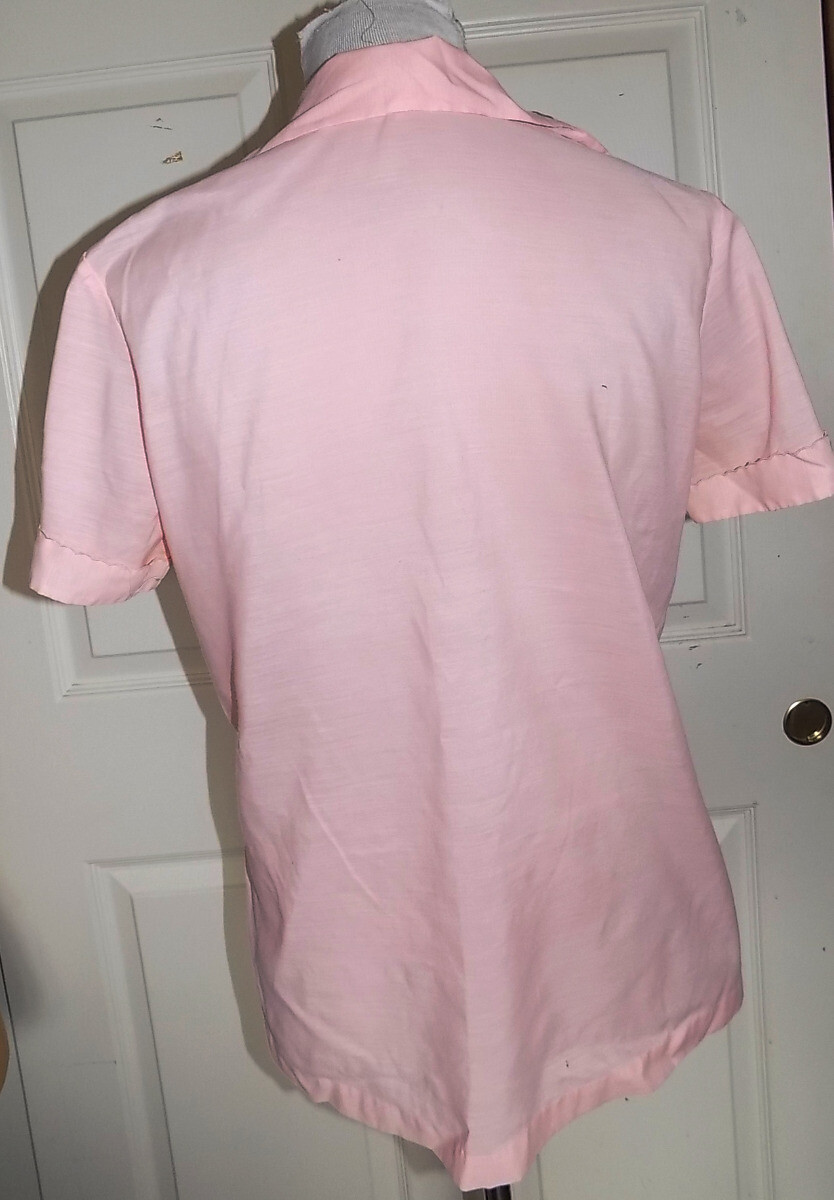 Vintage Pink Viscose Polyester Pullover Top Embroidered Lily B38