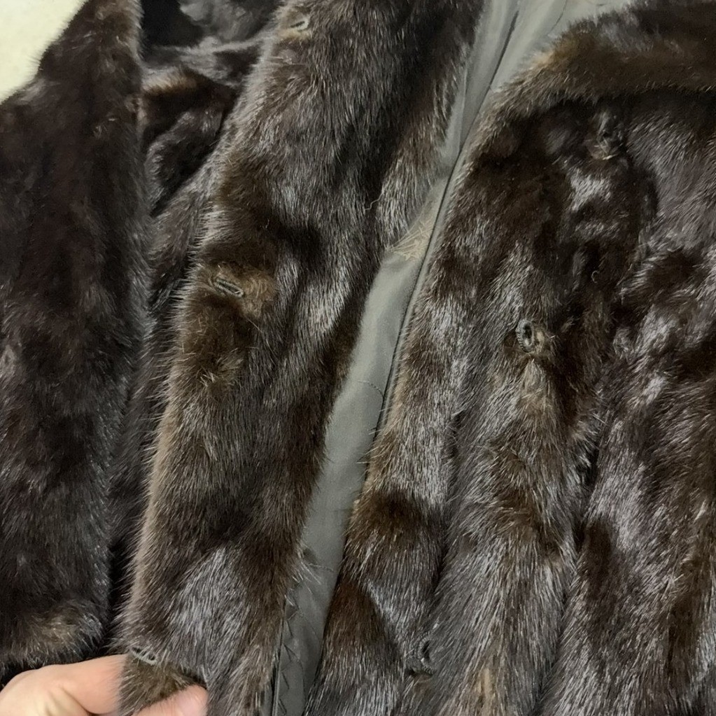 Vintage Harpers of Fairfield Mink Fur Coat Dark Brown Full Length Luxury Glam