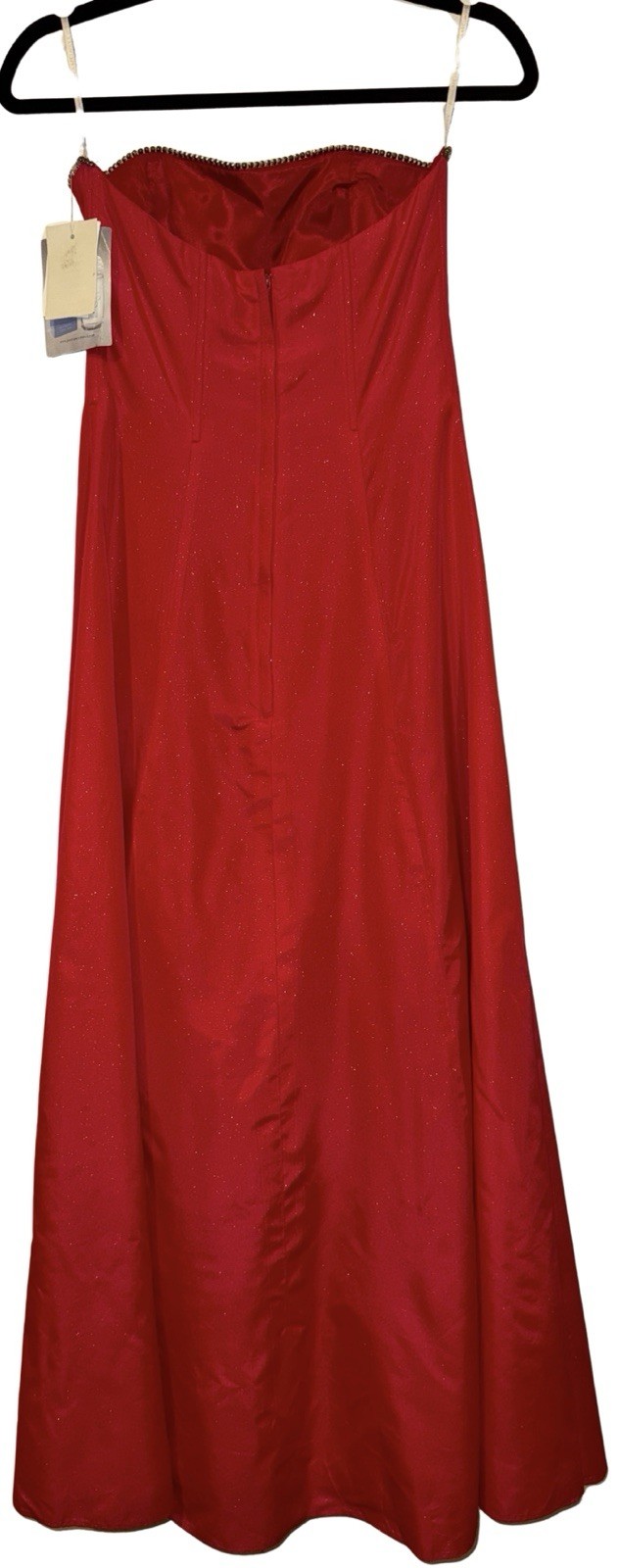 Vintage Y2K Gunne Sax Jessica McClintock A-Line Rhinestone Red Glitter Dress 3