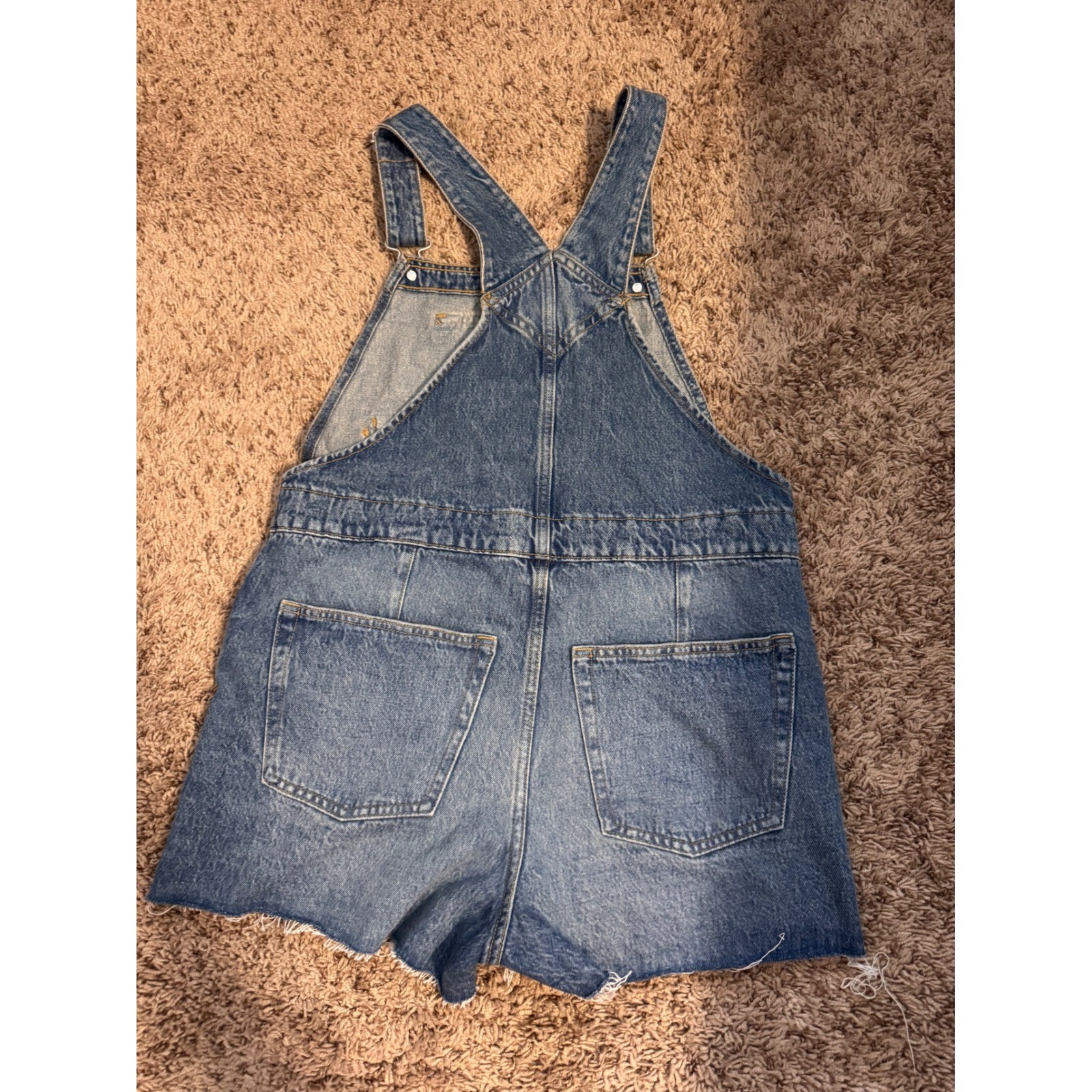Universal Thread Denim Short Overalls Size 6 Distressed Bib Shorts