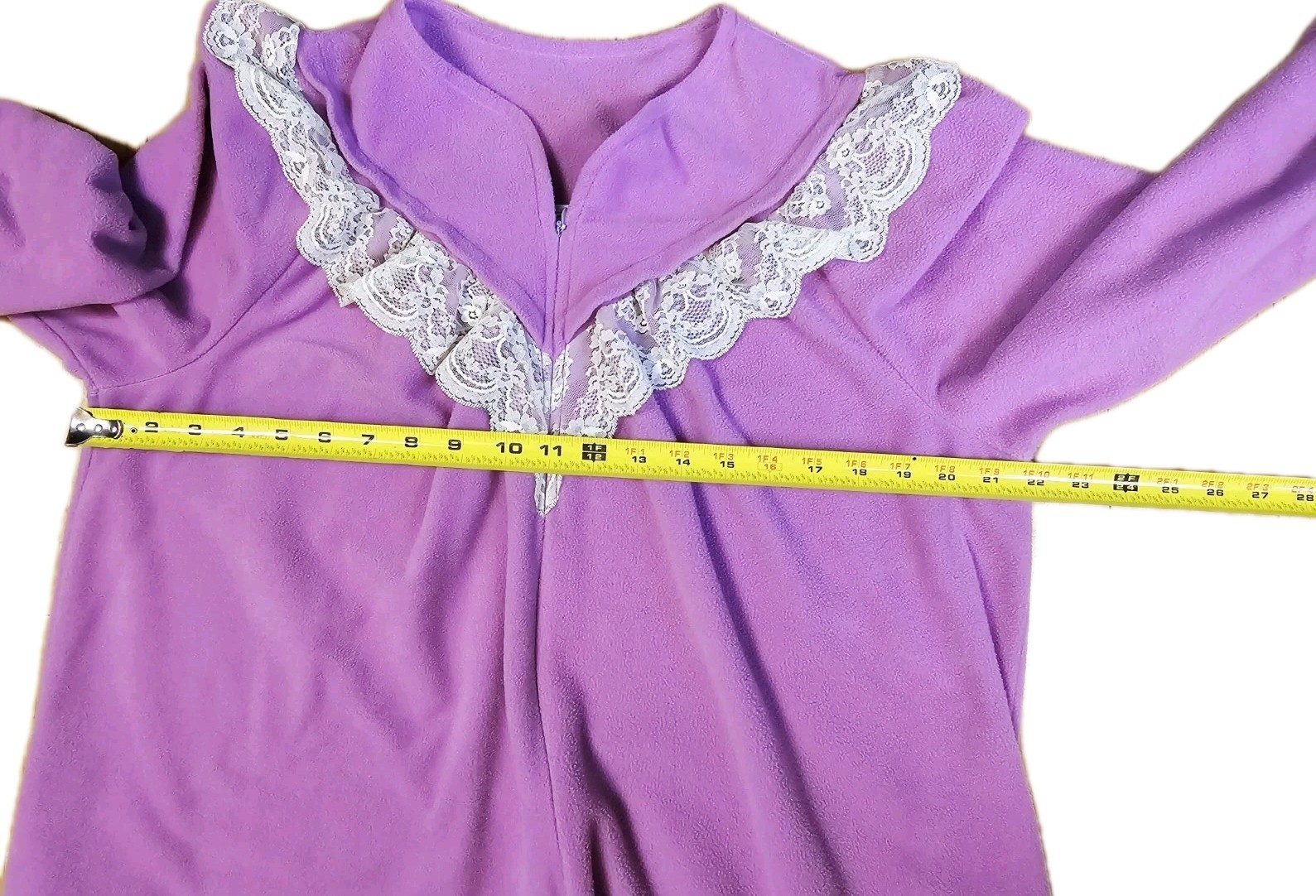 Vtg Sears Famous Bodies Women’s L Robe Housecoat Pink/Lavender Lace Fleece Long