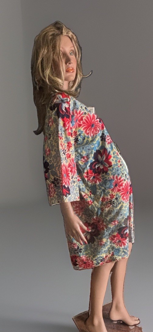 VTG 1960s Floral Cotton Japanese Kimono Jacket Cover-Up Boho Hippie Festival OS