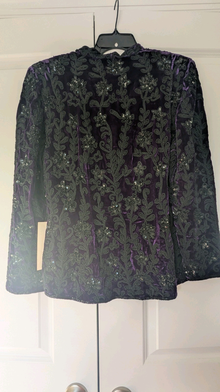 Vintage Niteline Della Roufogali Purple and Black Beaded Jacket Medium NWT