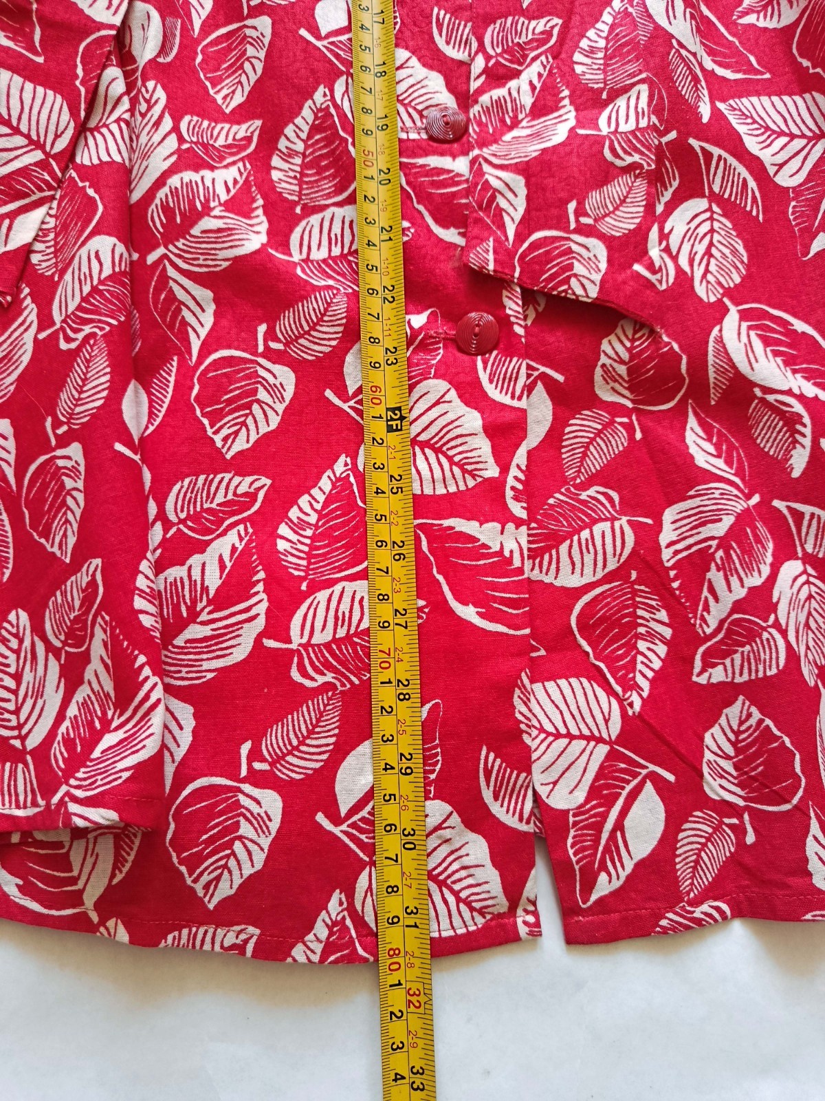 Vintage Women Skirt Midi Summer Red White Cotton Waist 84 cm (33″) 1970s USSR