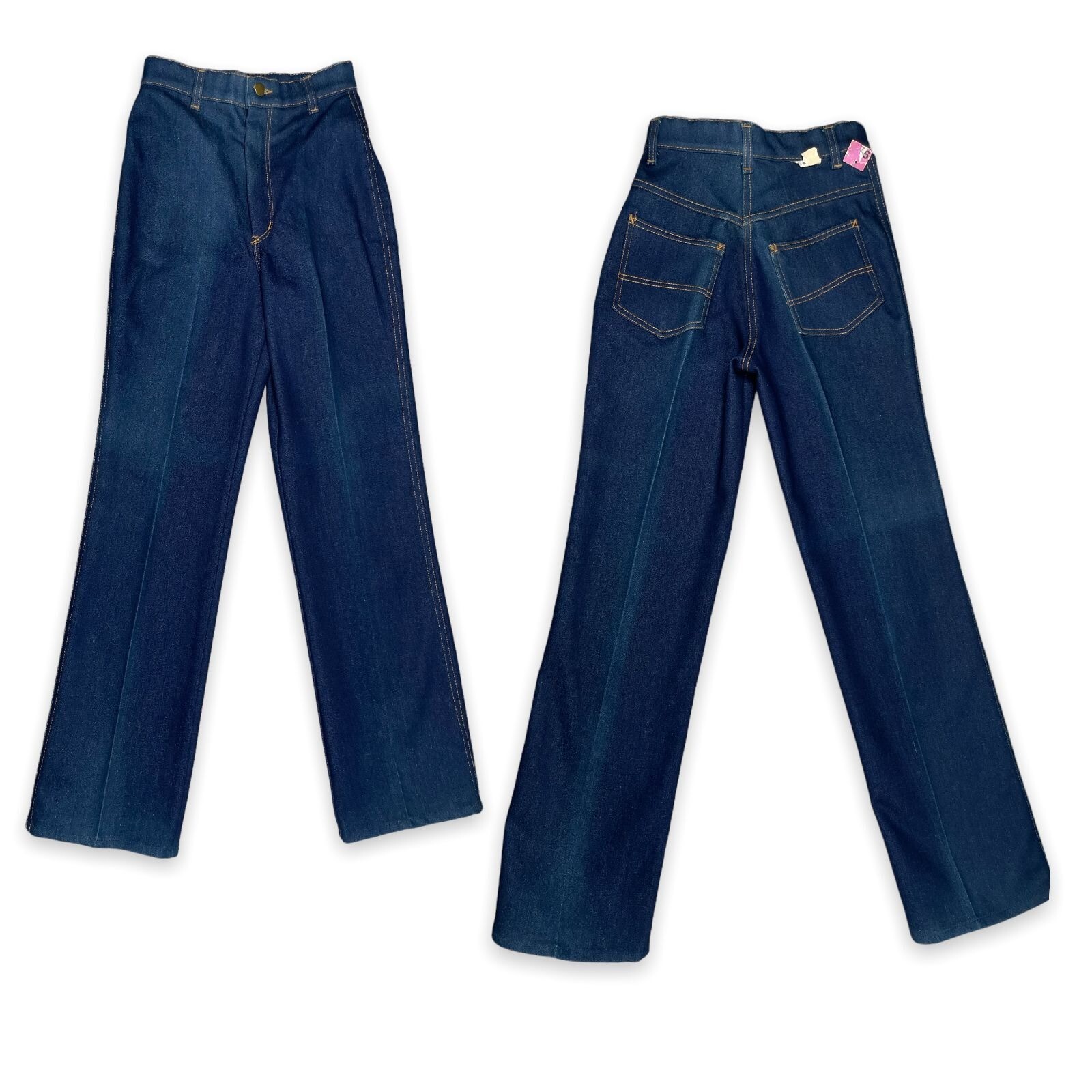 NWT NOS Vintage Womens Sun Belt Magic Band Dark Wash Denim Jeans 25″ – 26″