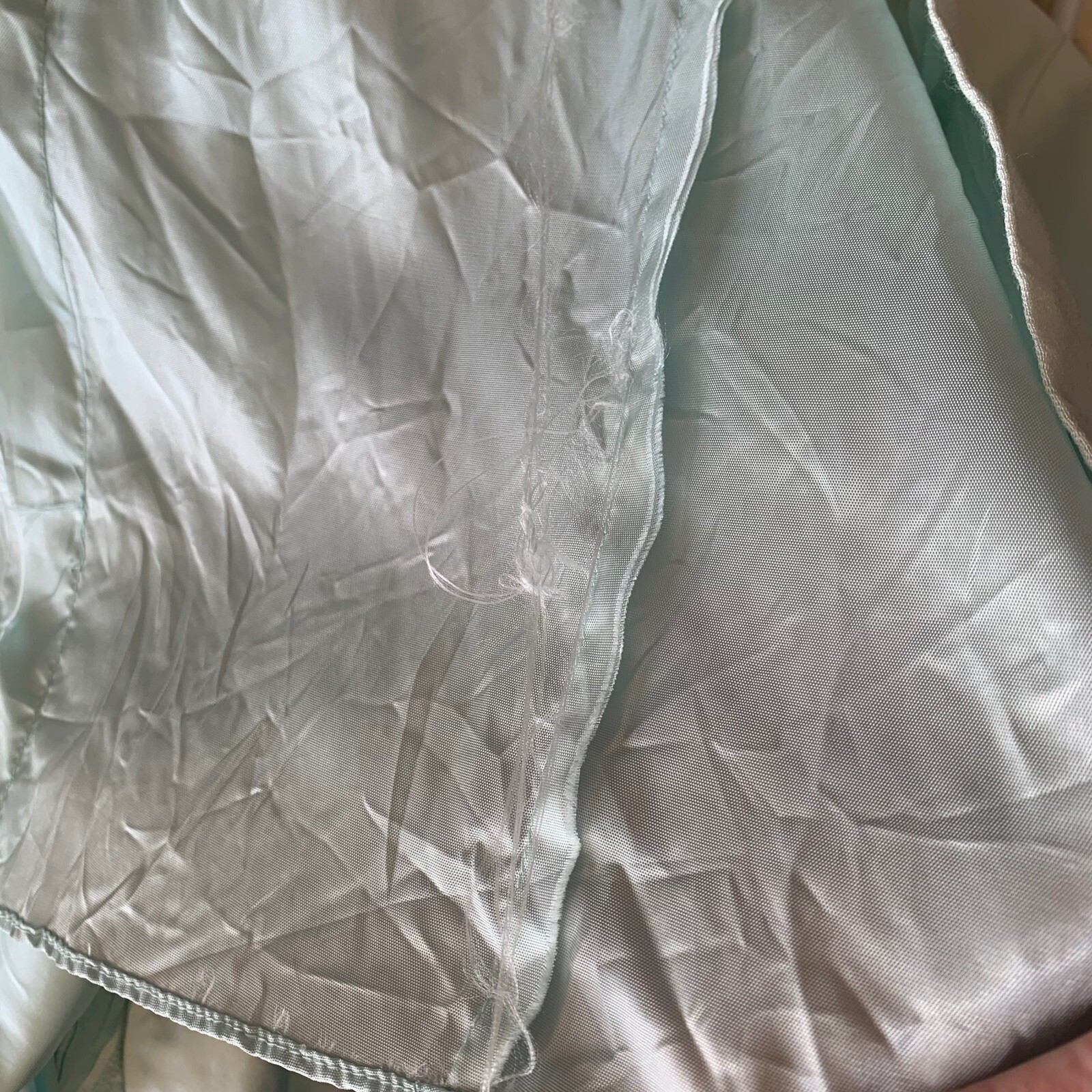 Vintage Dress ILGWU Medium Mint Green Full Length Sleeveless Gown With Slit