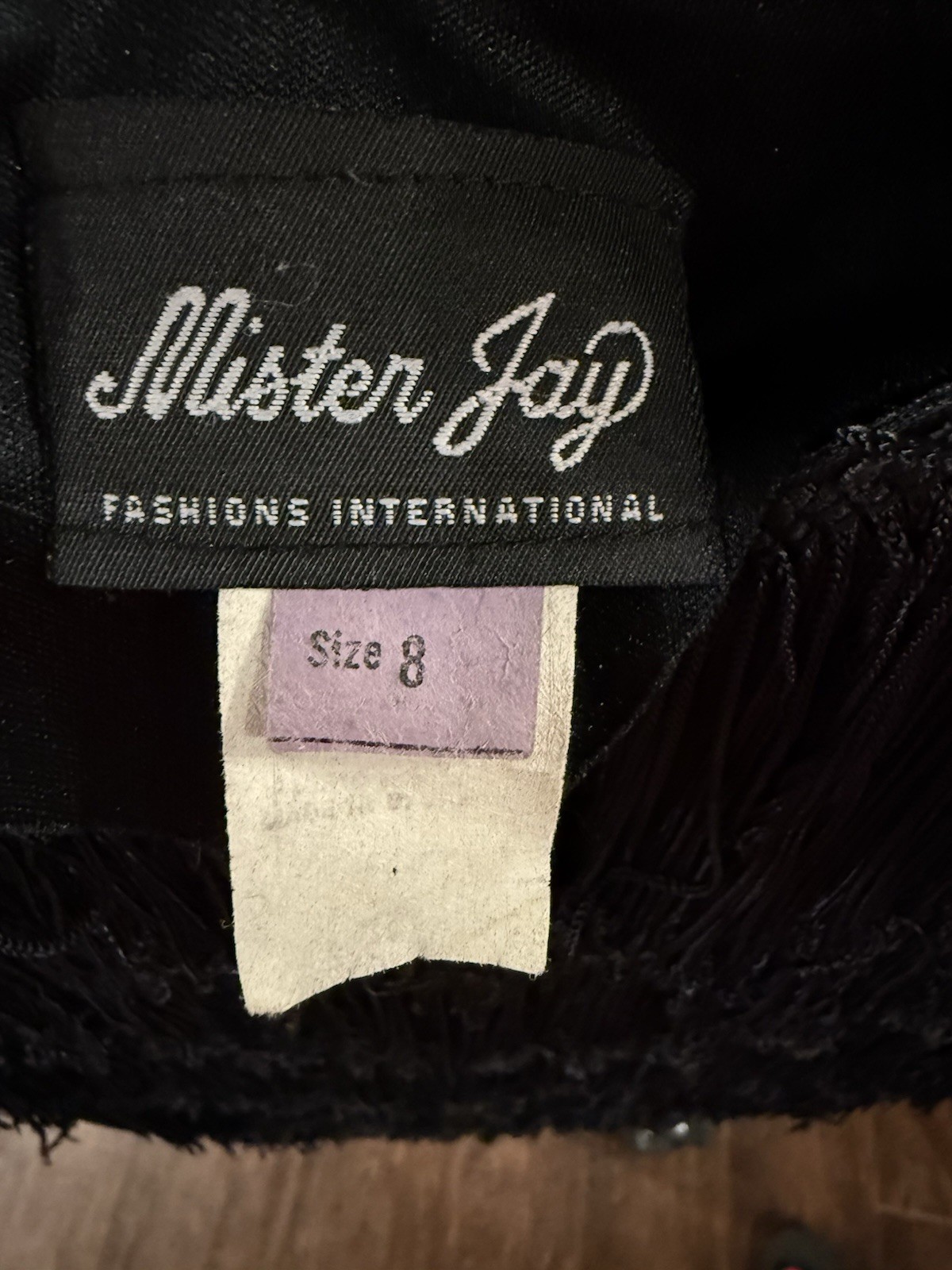 Vintage 1980s Mister Jay Fashions Black Fringe Flapper Cocktail Dress Size 8