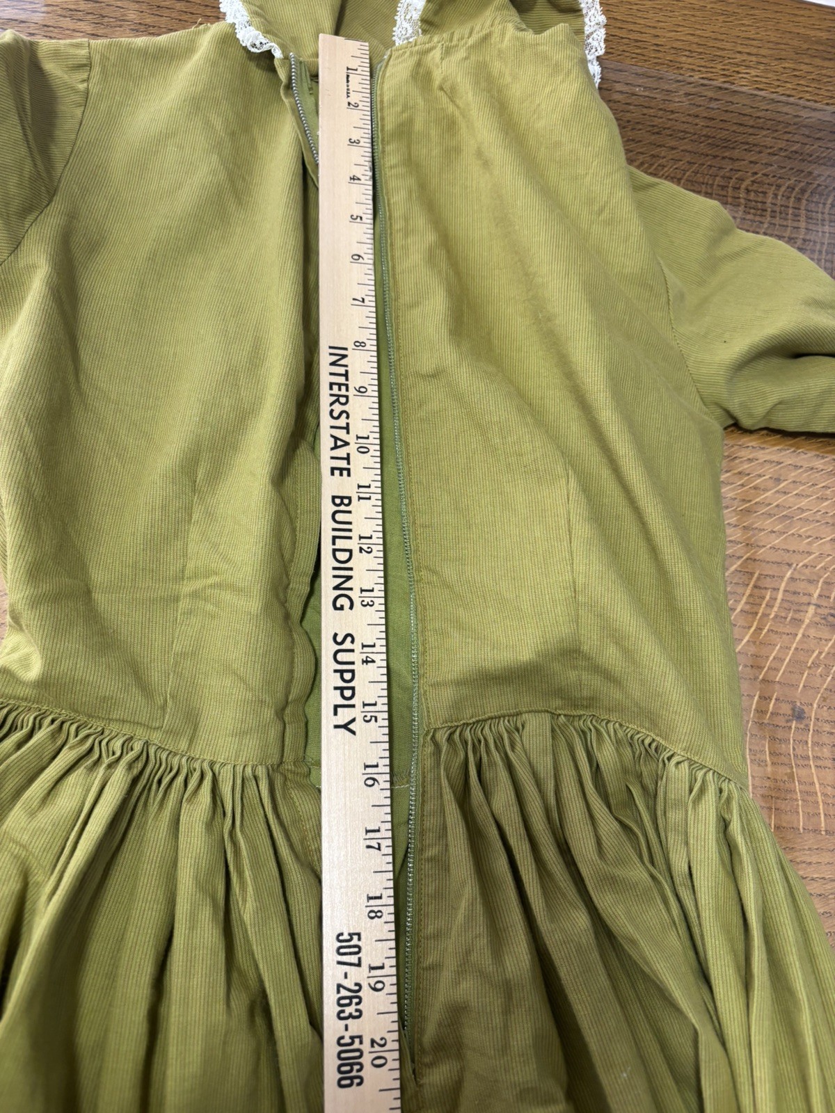 Vintage Boho Maxi Prairie Dress Olive Green Gunne Cottage Size Small/4