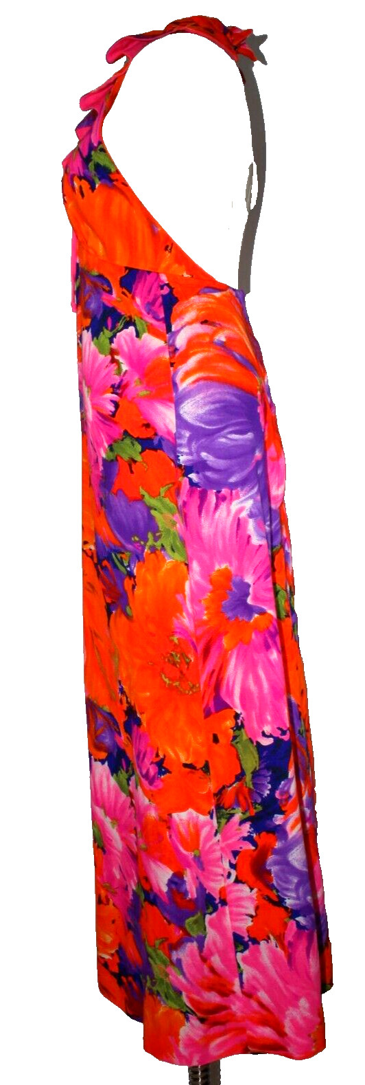 Vintage Waltah Clarke 1960s Vibrant Retro Hawaiian Halter Dress Sz 9