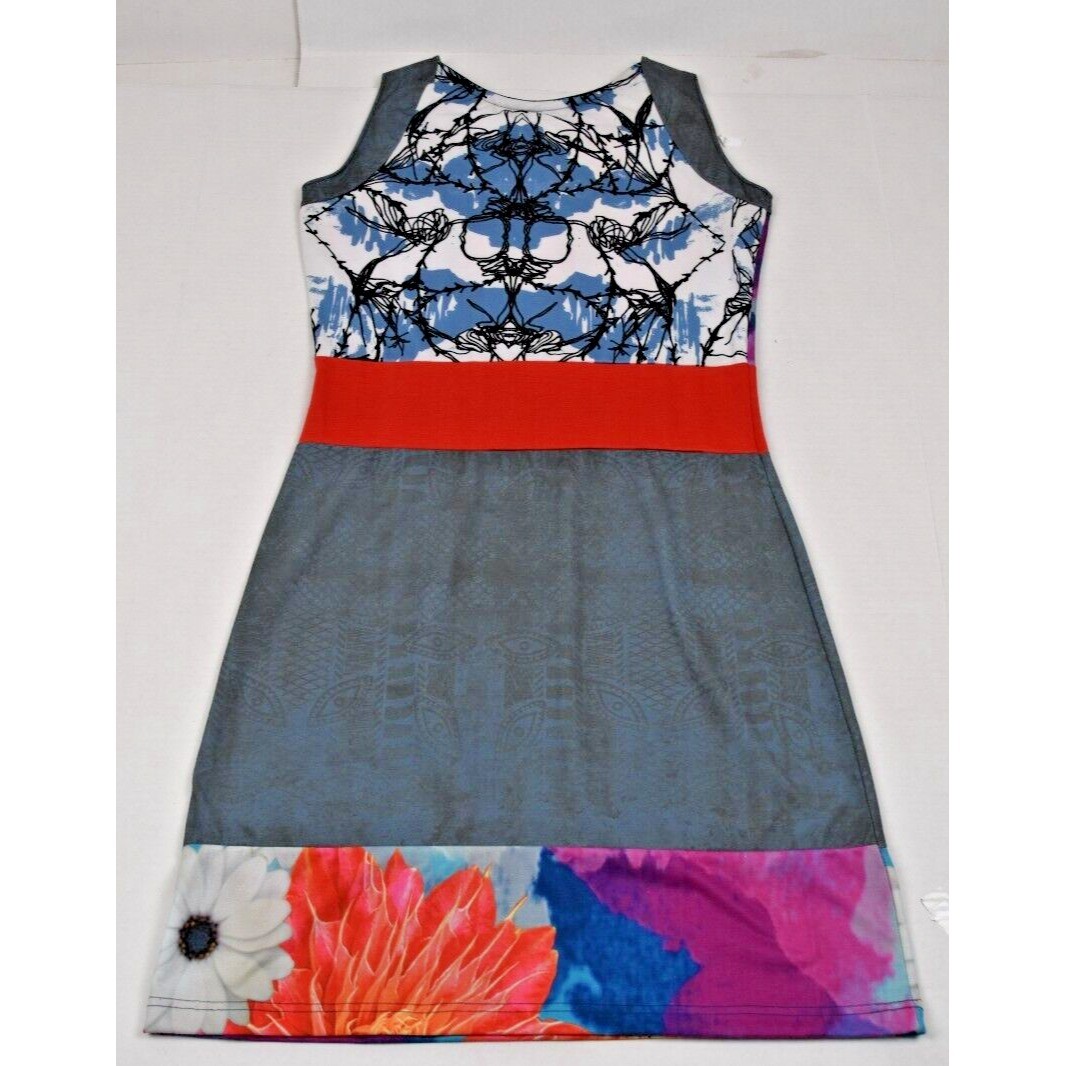 Vintage Mini Dress Avispada Size S/M 90s Bright Big Color Patchwork Soft Stretch
