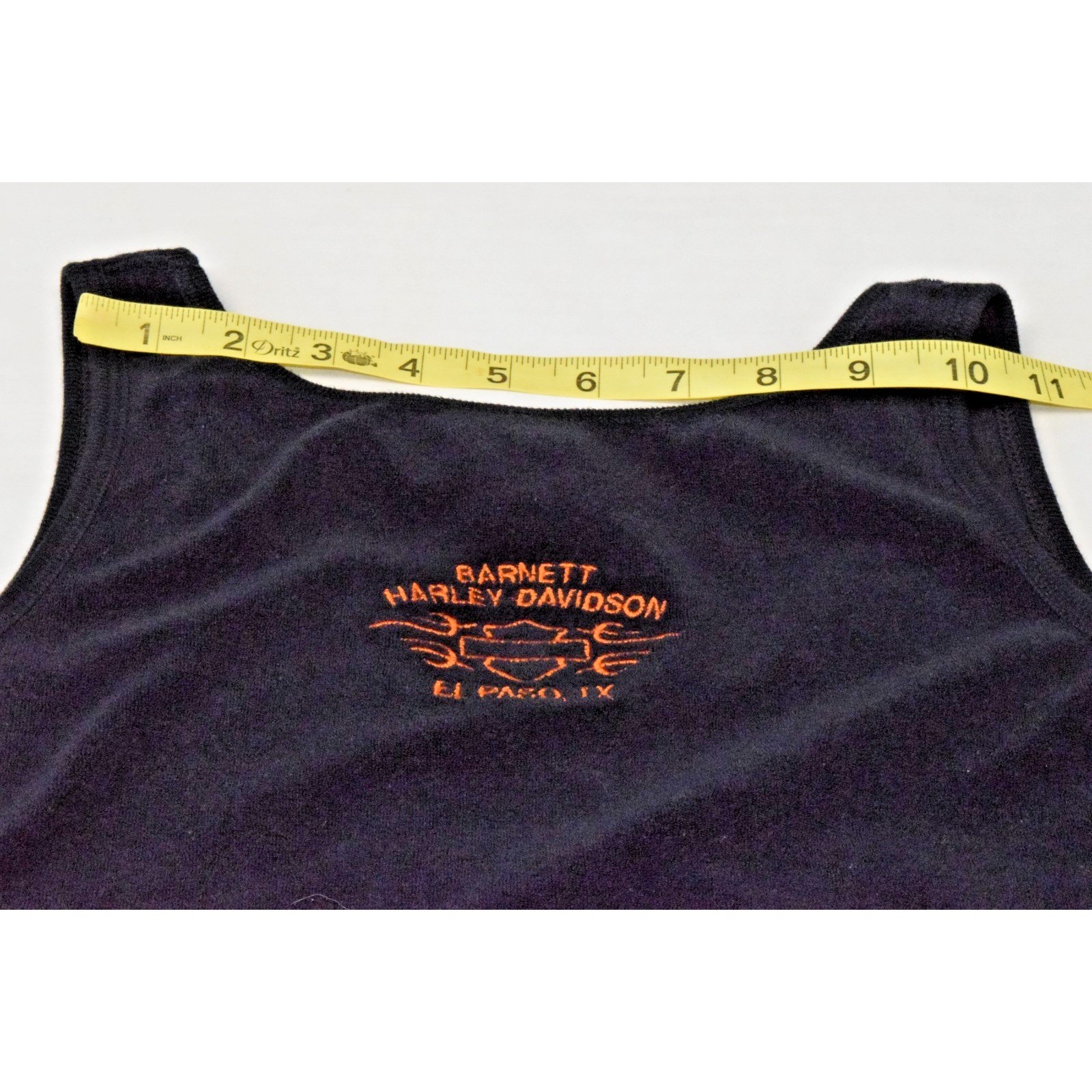 Vintage Terry Cloth Tank Top Harley Davidson Size M 90s Black Logo Side Stripes