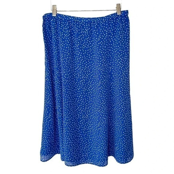 The Tog Shop Skirt Suit 14 Blue Polka Dot Short Sleeve Button Up Vintage Set