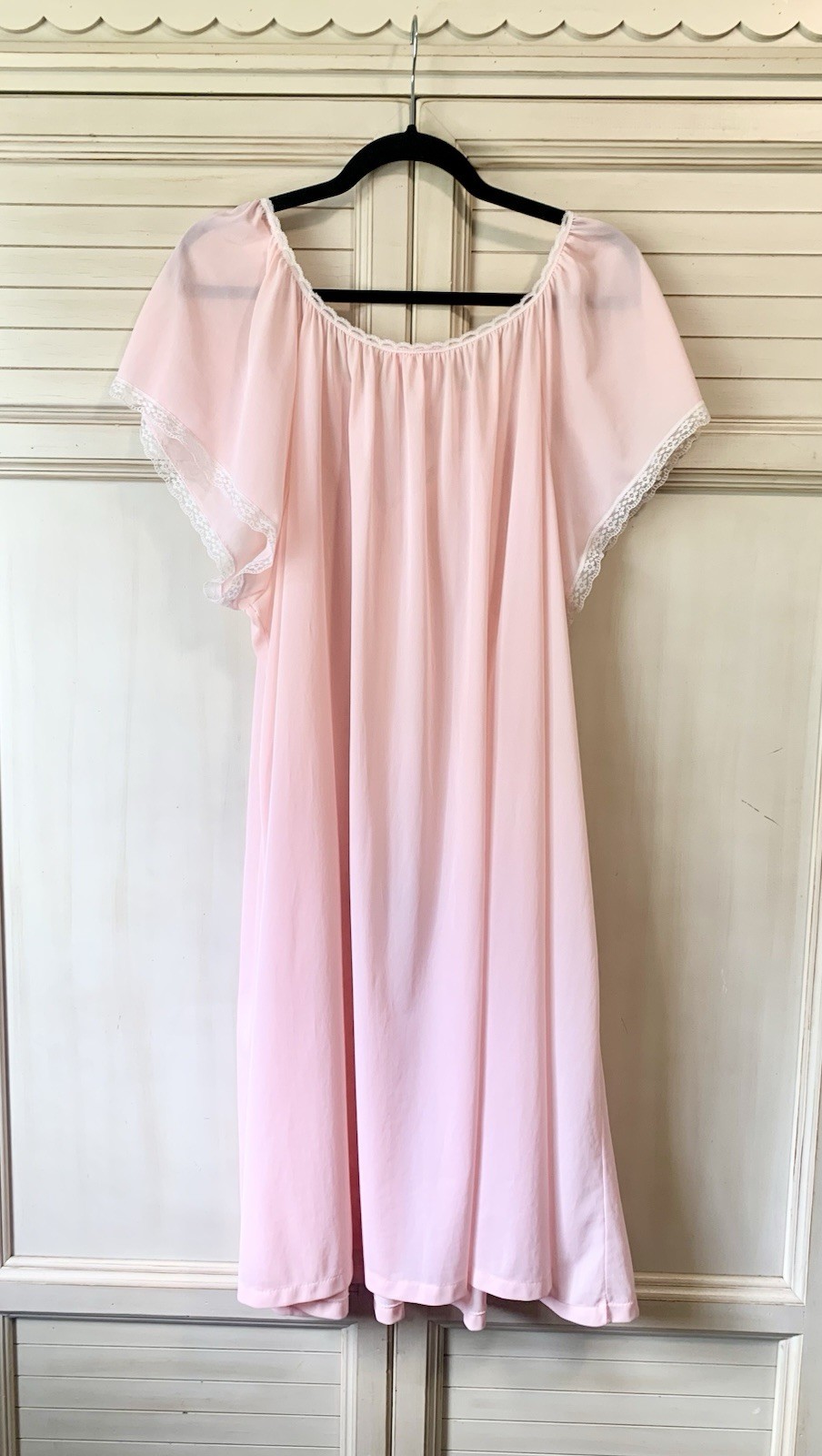 Vintage Women’s Pink Floral Nightgown With Lace Medium Coquette Fairy