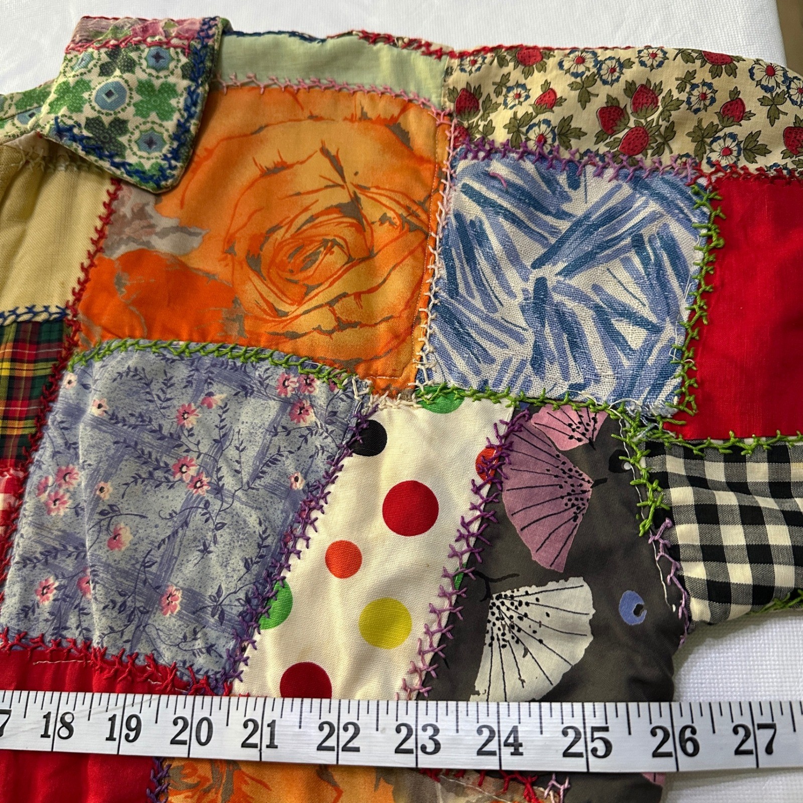 Vintage Handmade Patchwork Quilt Duster Coat Kimono L XL Boho Cottagecore Folk