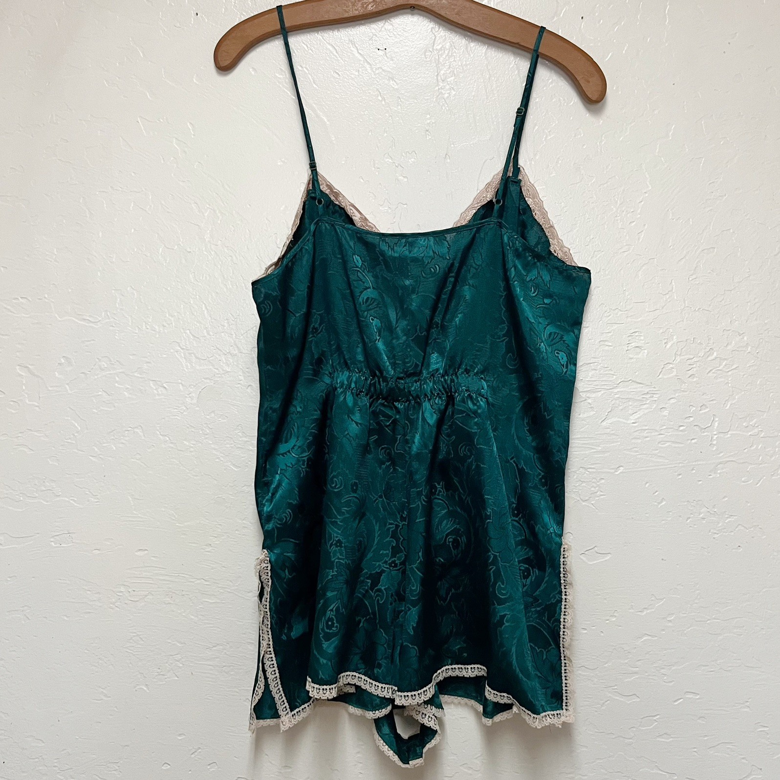 Rare Vintage Victoria’s Secret Gold Label Green Teddy Romper Lingerie Sz L Slip