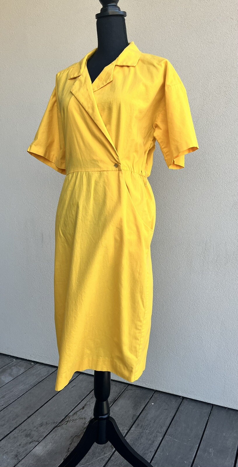 Vtg 70s Vicky Vaughn Cotton Mustard Midi Wrap Dress – ILGWU Union Made Size M/L