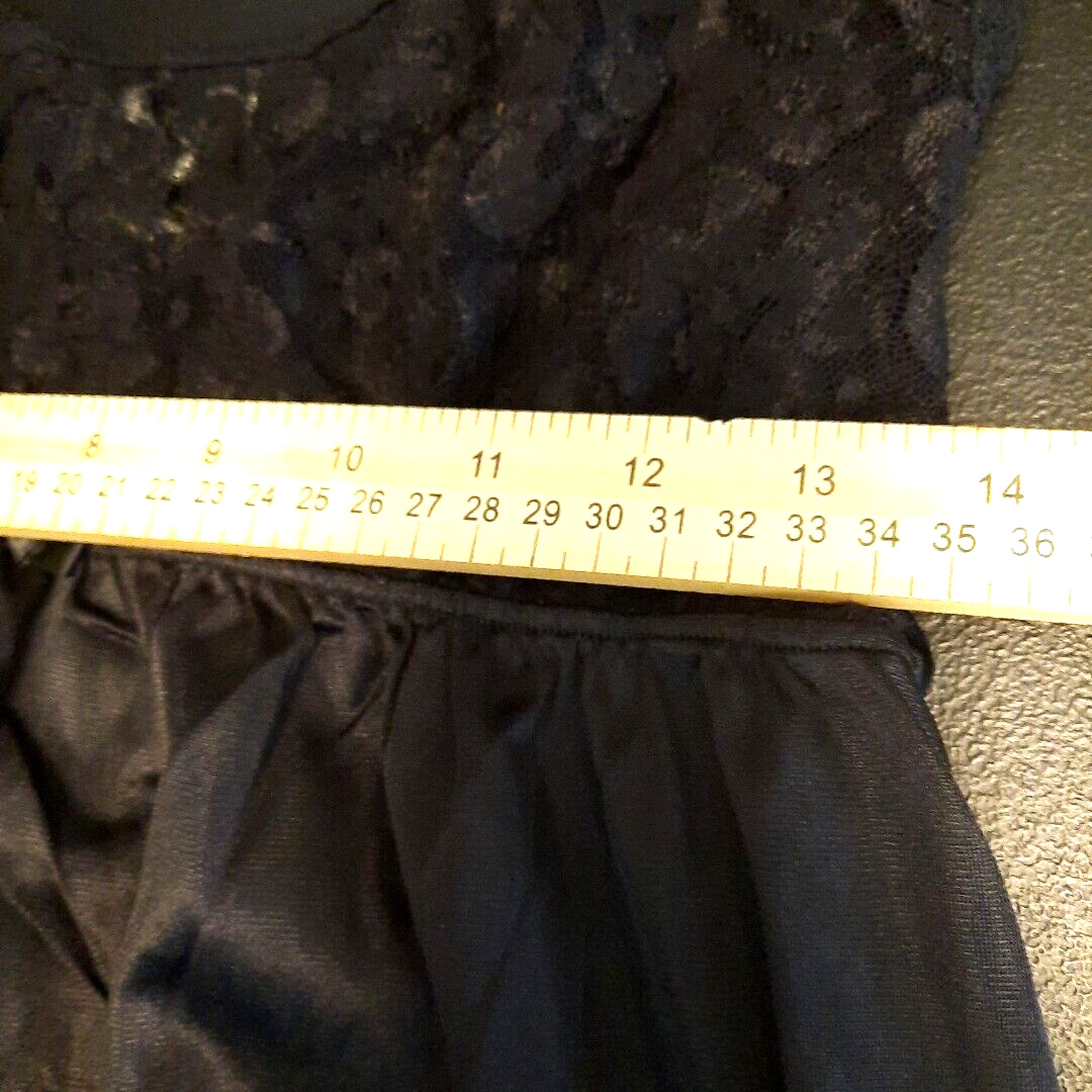 Vtg Cinema Lace Satin Babydoll Midi Slip Dress Nightgown Medium Black Fairy Goth