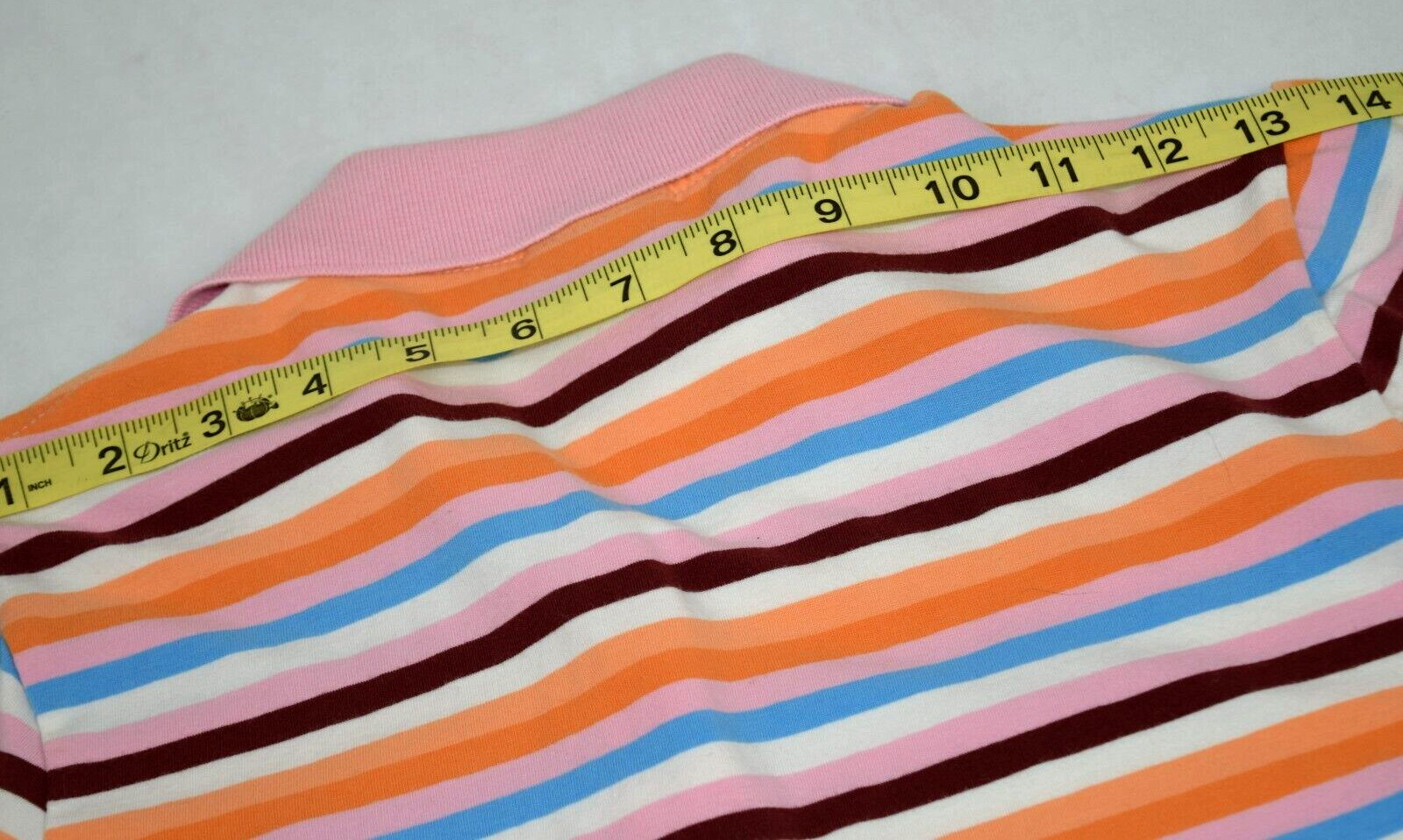 Vintage Womens Le TIGRE Shirt Size S/M 90s Pink Blue Orange Stripes White Tiger