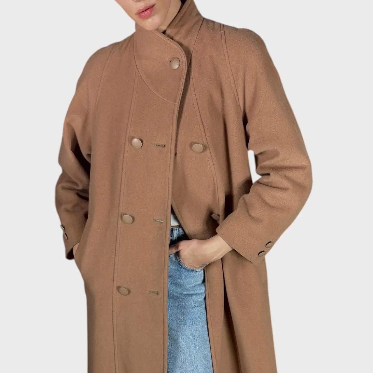 Vintage Cream Beige Wool Coat size US6/8; EU38/40